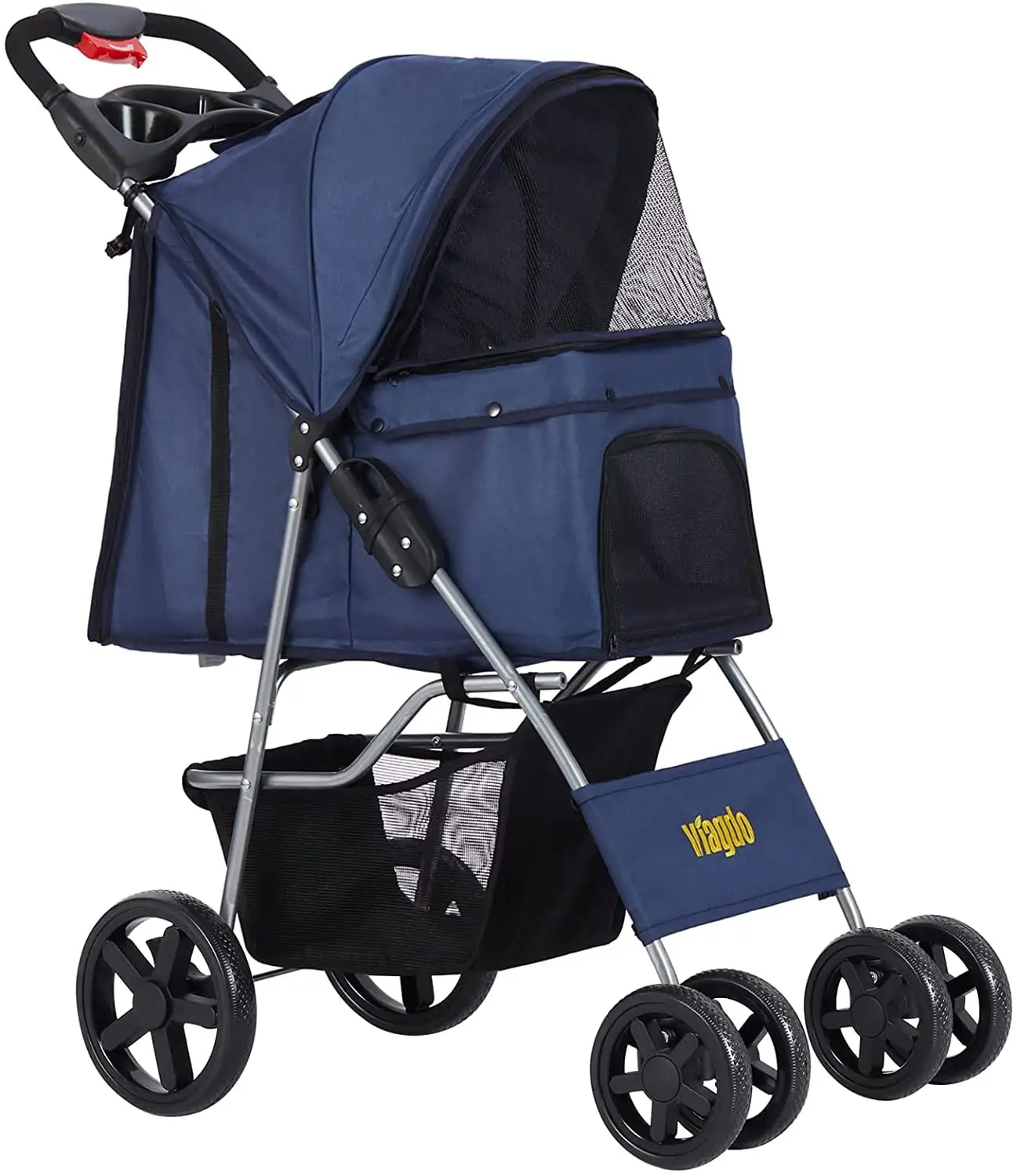 Dog Stroller. Pet Strollers for Small Medium Dogs & Cats. 4 Wheels Dog Jogging Stroller Folding Doggy Stroller with Storage Basket.Dark Blue