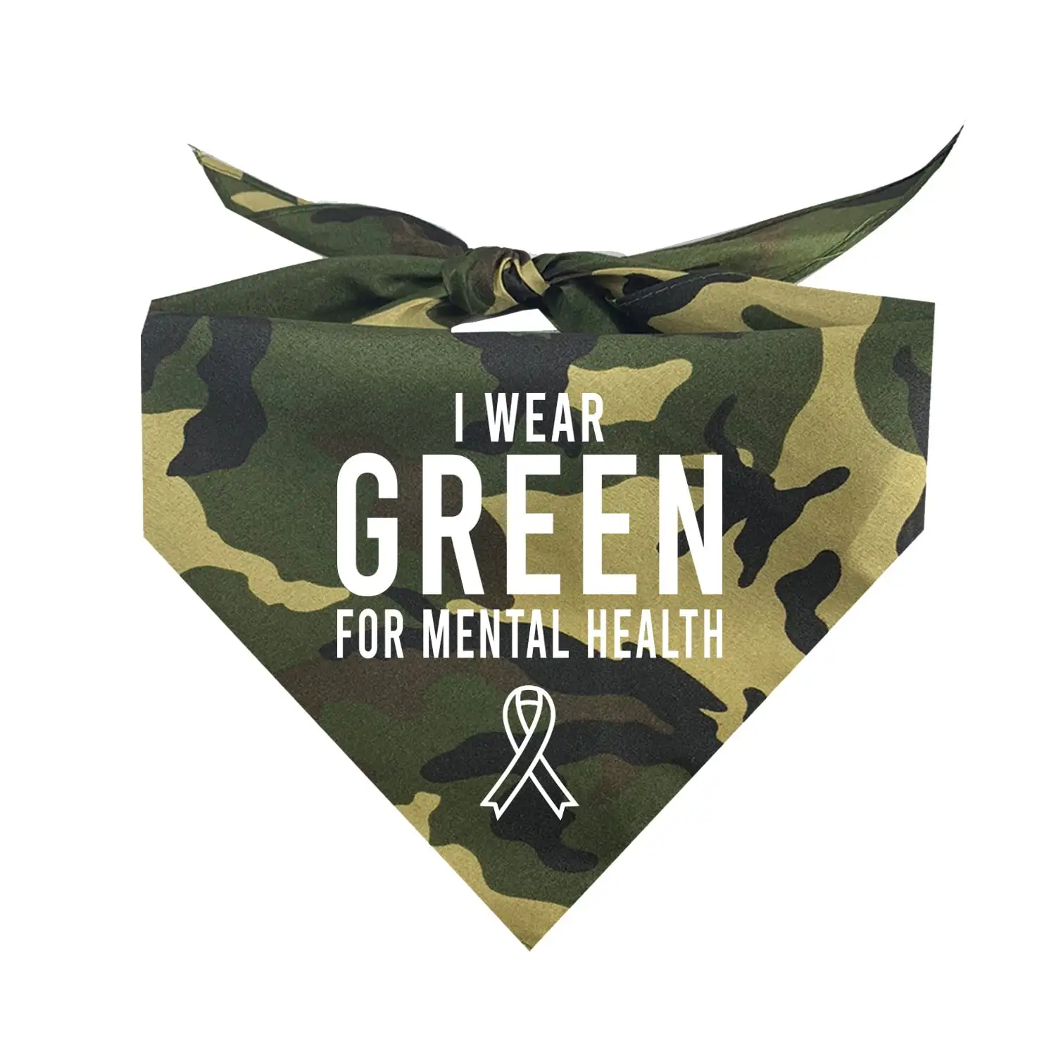 I Wear Green For Mental Health Spreed Awareness Triangle Dog Bandana (Assorted Colors)