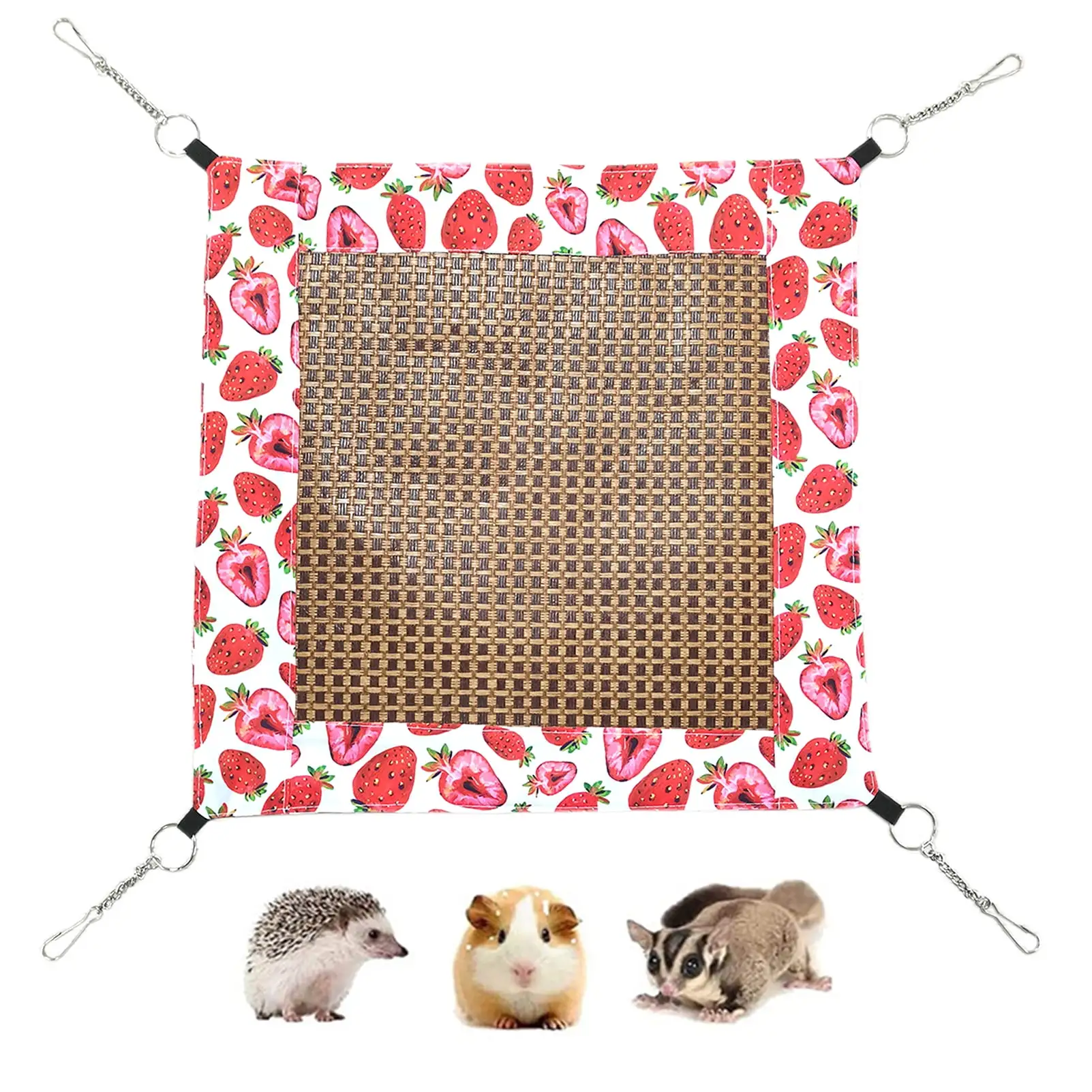 CHBORLESS Rattan Mat Rat Hamster Hammock Guinea Pigs Cage Hanging Bed.Strawberry