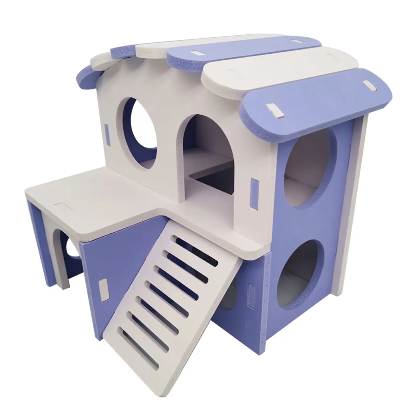 HEVIRGO Small Pets House DIY Installation Double Layers Breathable Hamster Golden Bear Rat Hideout House Pet Supplies Purple Plast