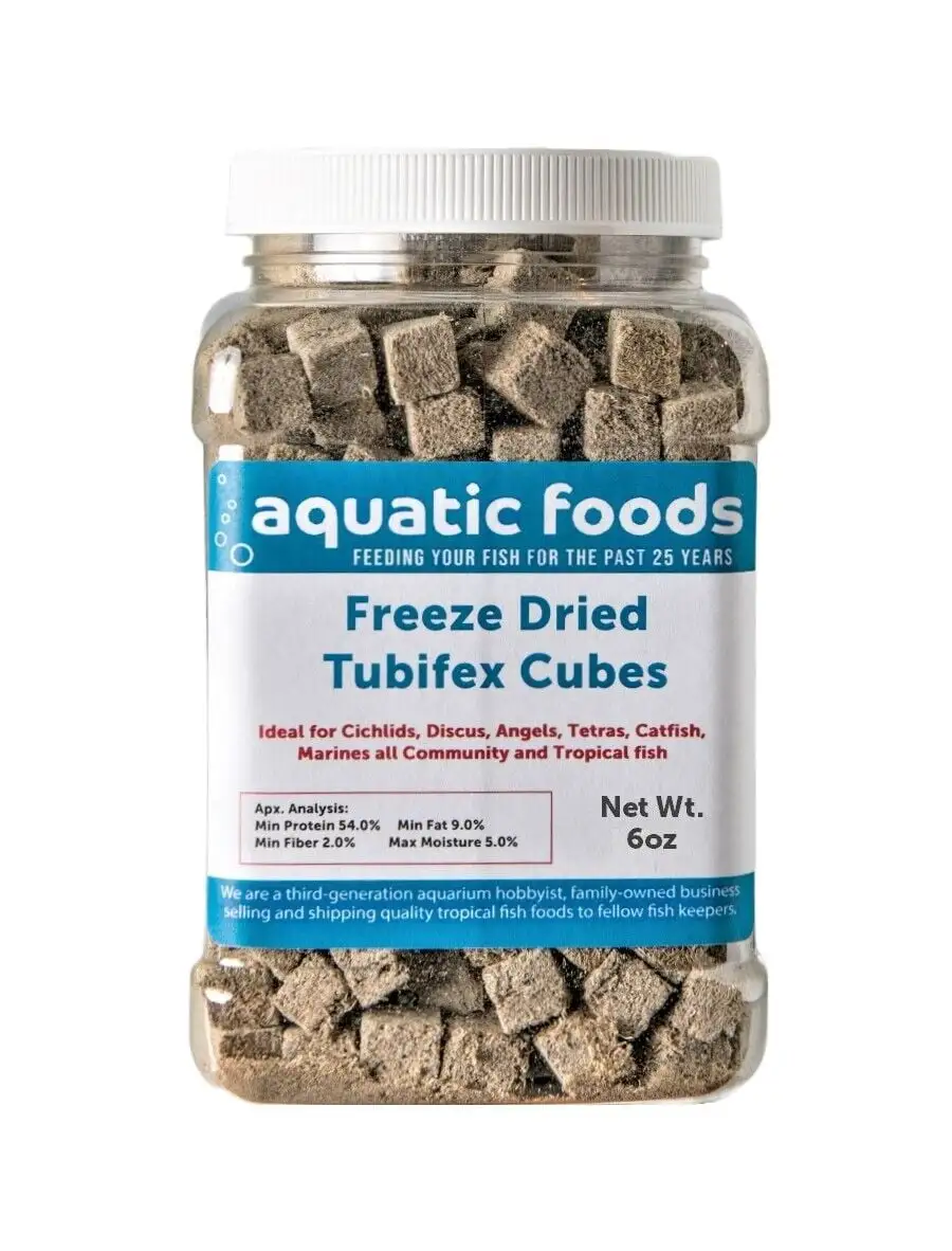 Tubifex Worms--Freeze Dried Floating Tubifex Worm Cubes for All Tropical Fish. Marine Fish. Discus. Cichlids. Koi & Pond Fish. Turtlesha?|6oz Med Jar