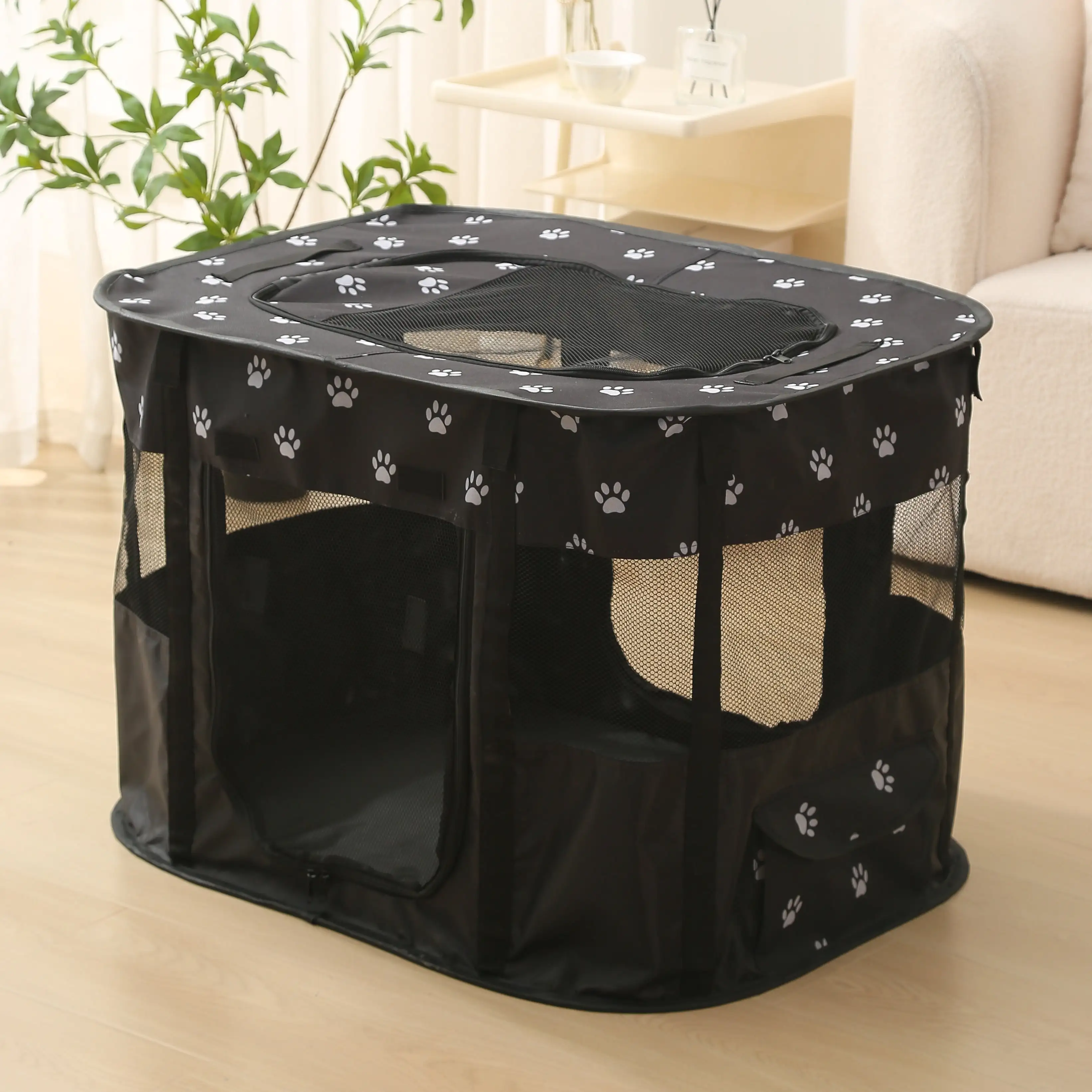 1pc Collapsible Cat Crate Portable Cat Fence Cat Tent Cage Cat Delivery Room With Handle For Outdoor Supply