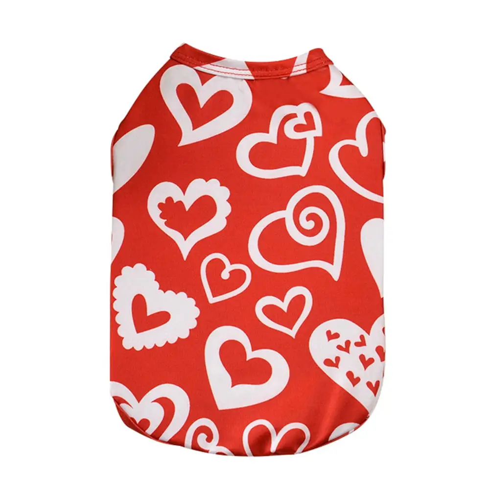 1pc Cute Pet Valentine's Day Dog Shirt Valentine's Day Dog Outfit Puppy Party Costumes Doggie Shirts Cat Outfits Puppy Heart Shirt Breathable Pet Apparel for Small Dog Girl Red M