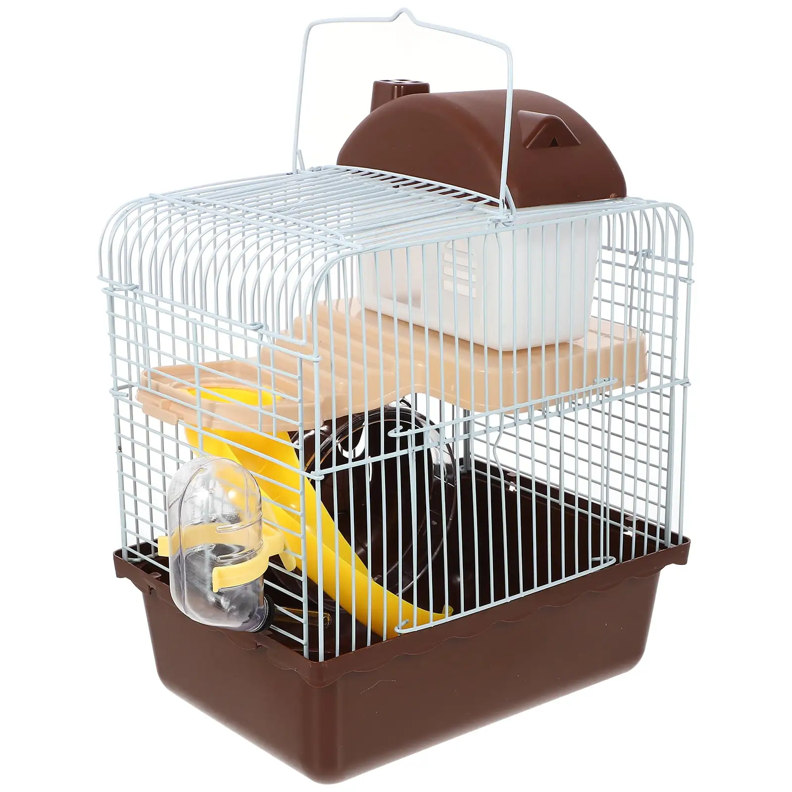 1pc Double Layer Hamster Cage Pet House Acrylic Portable Small Pets House Chinchilla Hamster House (Brown)