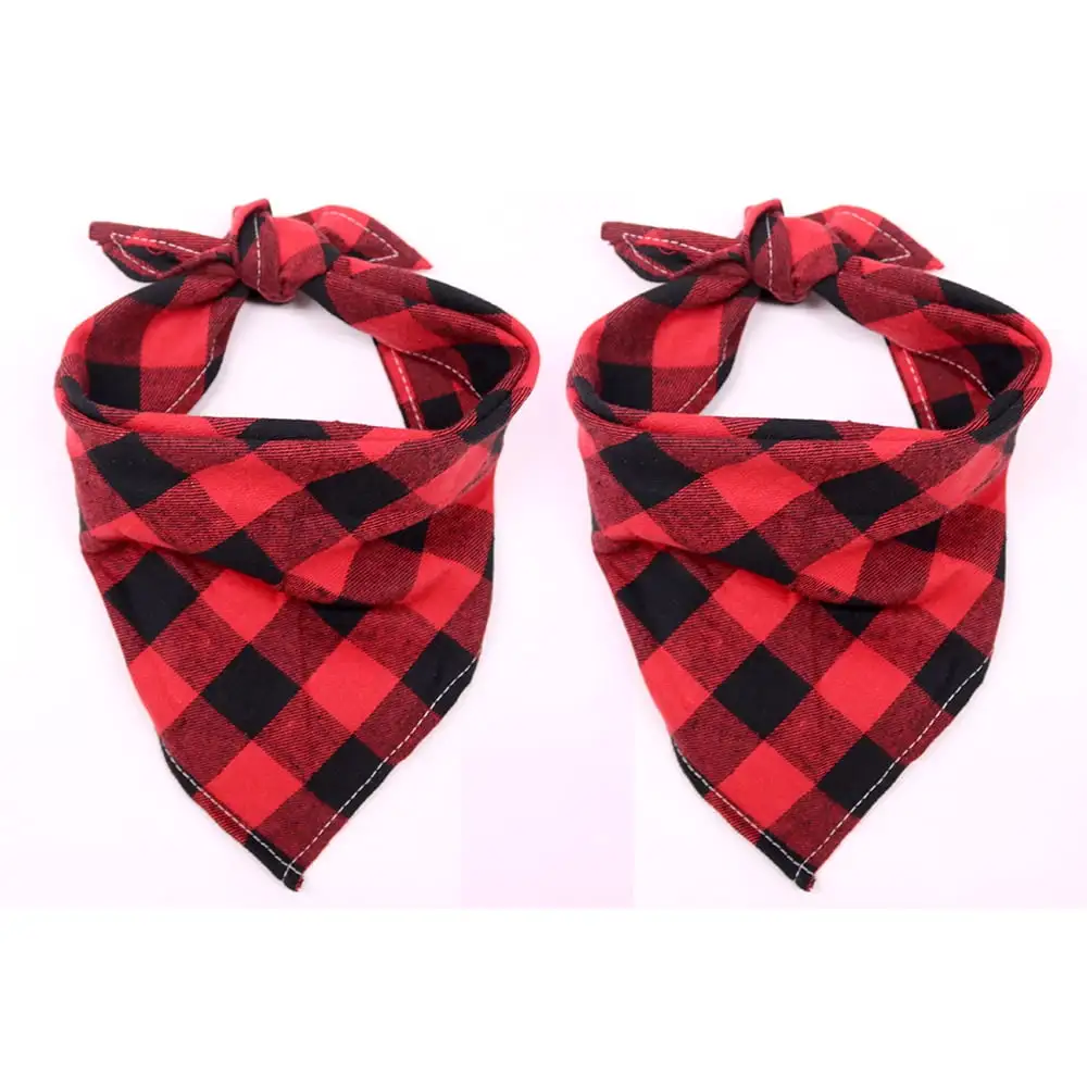 2 Pack Dog Bandana Christmas Classic Plaid Pet Bandana Scarf Triangle Bibs Kerchief Pet Costume Accessories for Small Medium Large Dogs Cats Pets