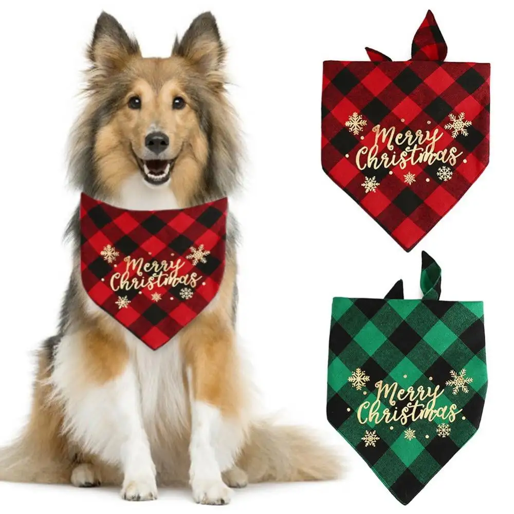 2 Pack Dog Bandana Christmas Classic Plaid Pets Scarf Triangle Bibs Kerchief Set Pet Costume Accessories Decoration for Small Medium Large Dogs Cats Pets