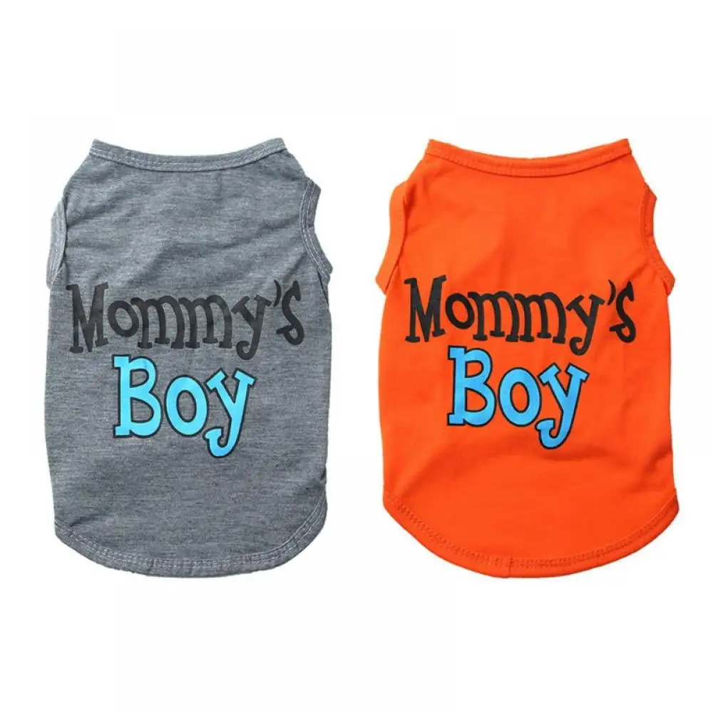 2-Pack Mommy's Boy Dog Shirt Male Puppy Clothes for Small Dog Boy Chihuahua Yorkies Bulldog Pet Cat Outfits Tshirt Apparel (Medium. Gray+Orange)