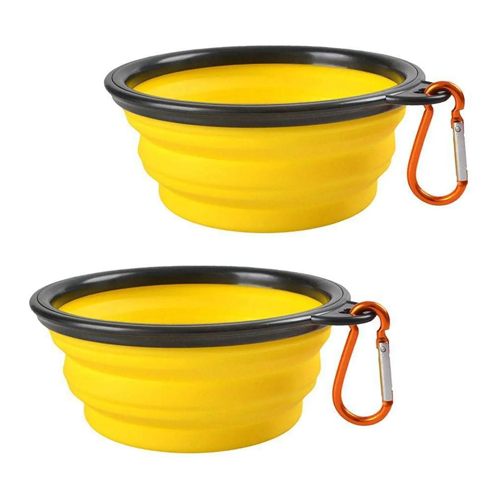 2 Pack Portable Dog Bowl. Unbranded Foldable Pet Food & Water Collapsible Dish for Travel. Hiking. Camping (Yellow)