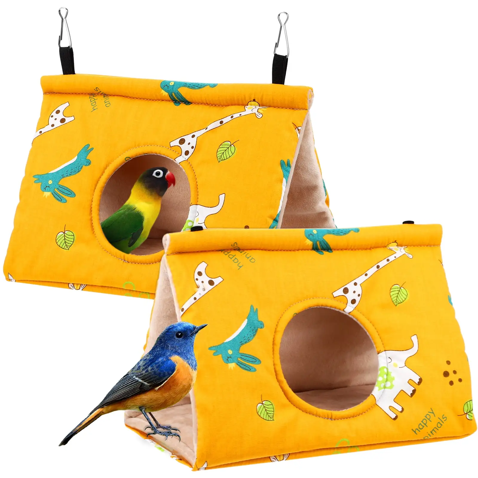 2 Pcs Winter Warm Bird Nests Hanging Hammock Houses Hideaway Sleeping Beds for Parrot Parakeet Cockatiels Budgies