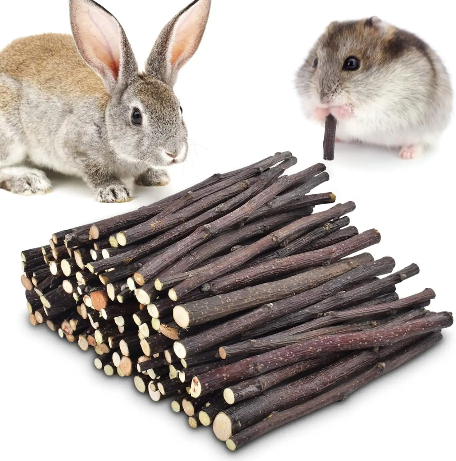 20 Pack Organic Natural Apple Sticks Small Animals Molar Treats Chew Toys Apple Branch for Hamster Rabbit Bunny Guinea Pig Chinchilla Squirrel