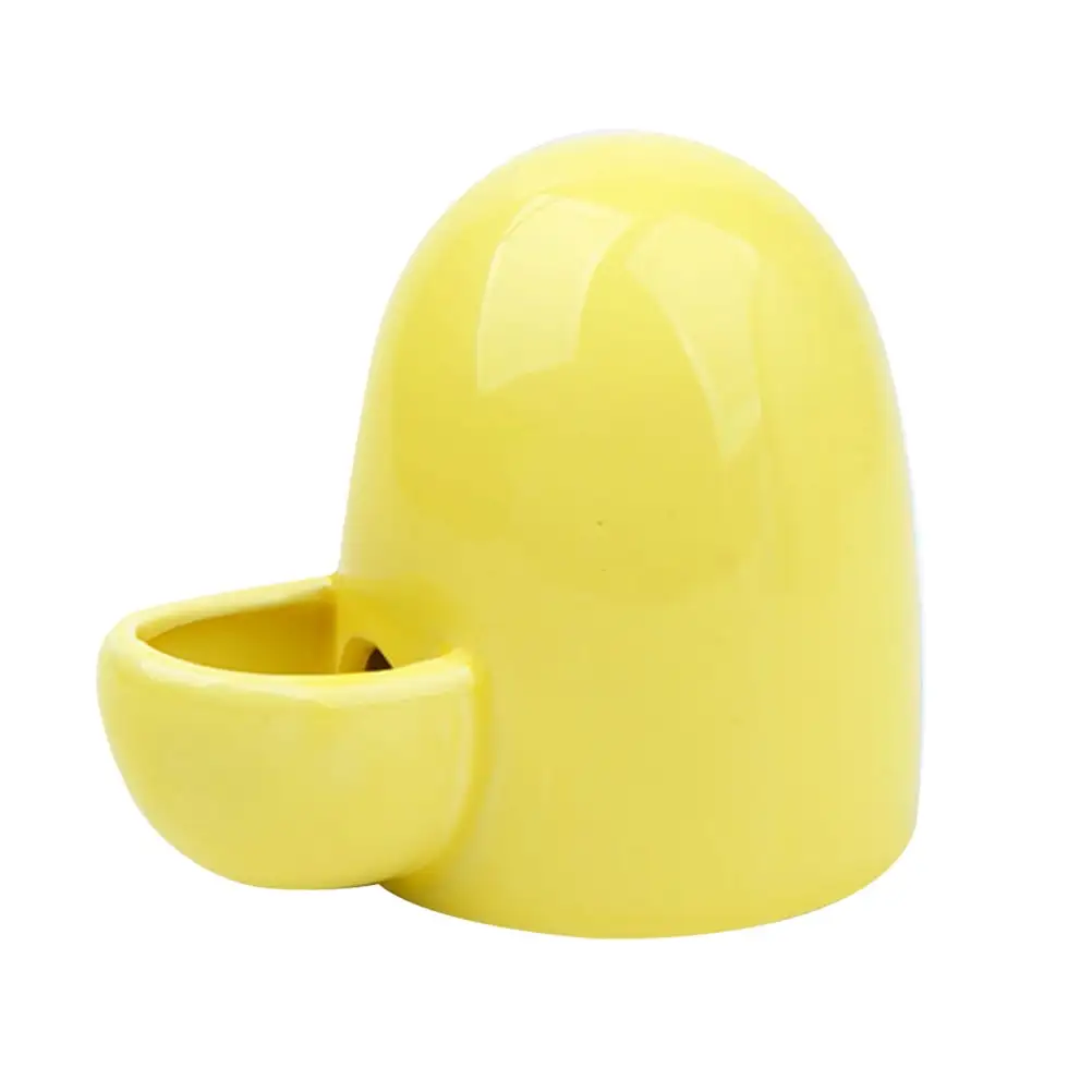 200ml Small Pet Automatic Feeder Ceramic Hamster Rabbits Drinking Bowl Pets Water Dispenser Feeder Self-Dispensing Pet Supplies (Yellow)