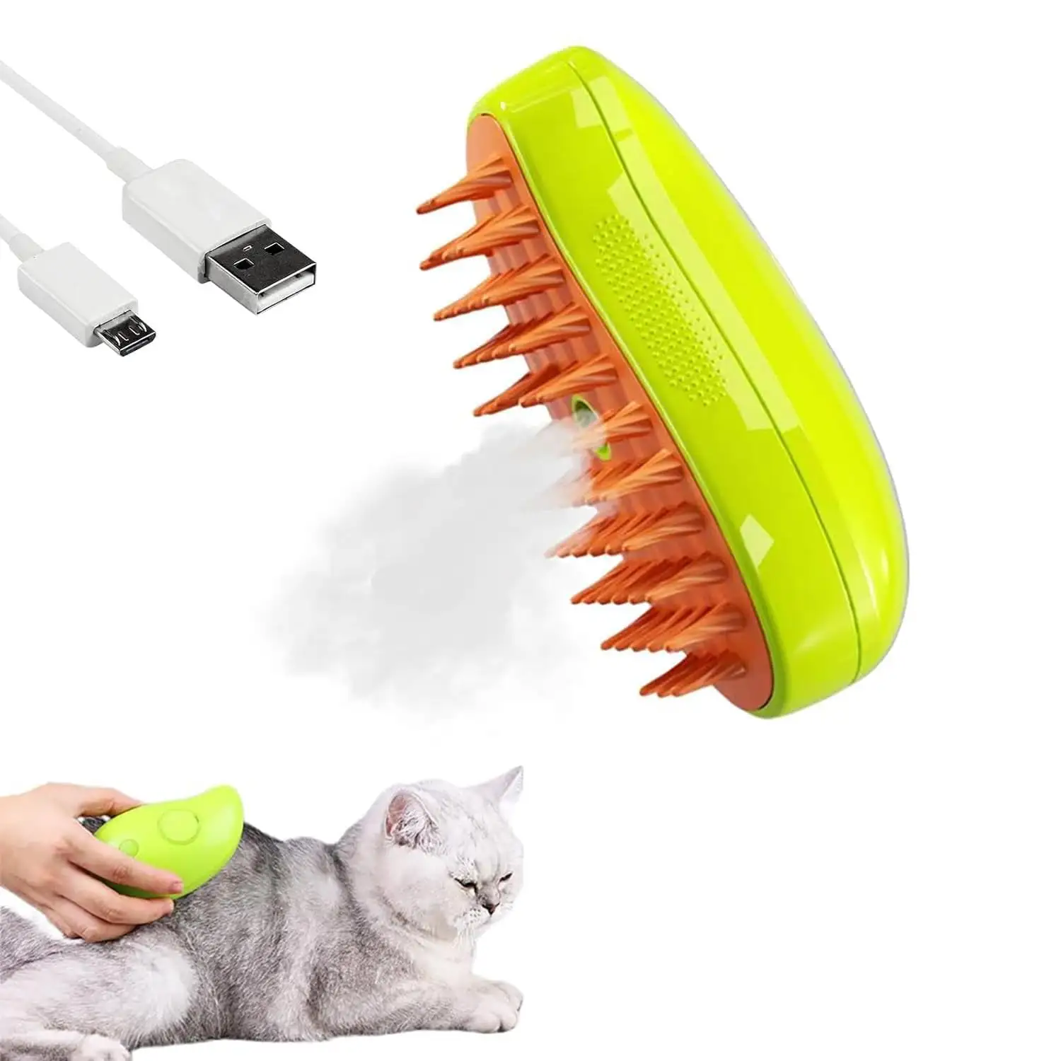 2 Pcs New Cat Steam Brush.3 In 1 Cat Steamy Brush Cleanser. Silicone Massage Grooming Brush. Pet Hair Cleaning Brush Comb for Cats Dogs