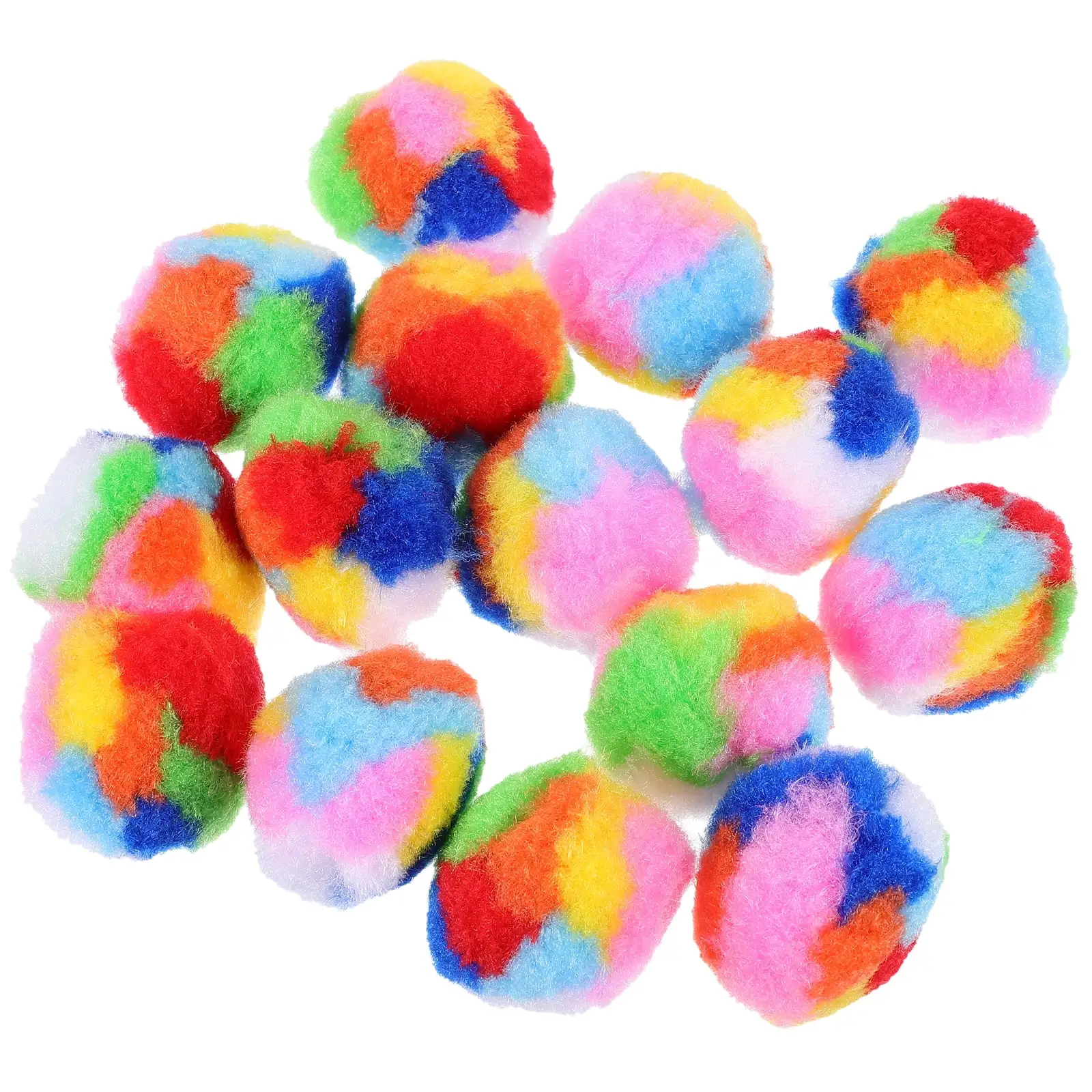 20pcs Cat Balls Toy Cute Rainbow Yarn Puff Balls Funny Kitten Fuzzy Balls