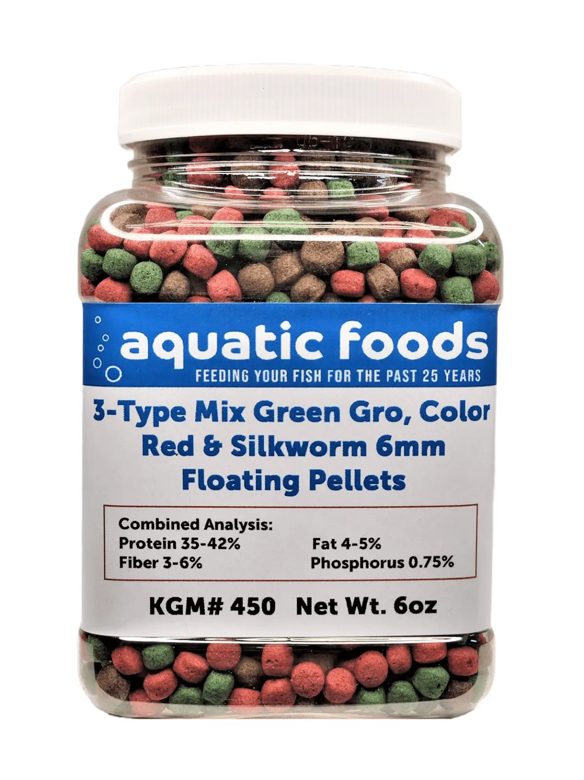 3-Type 6mm Floating Blend Mix of Green Growth & Red Color Enhancing & Silkworm Pellets (To increase Color Glossiness) for ALL Tropicals. Cichlids. Koi & Pond Fish. KGM-450...6oz Small Jar