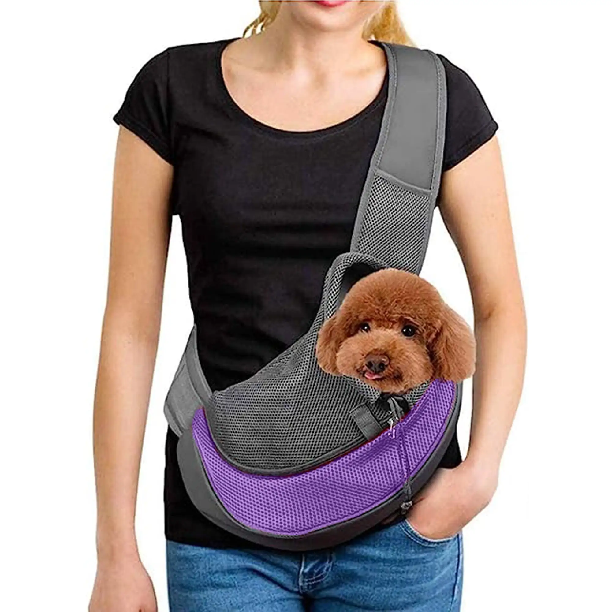 Breathable Pet Dog Carrier Bag Portable Single Shoulder Crossbody Bag Pet Outing Travel Bag Pet Accessories.Violet