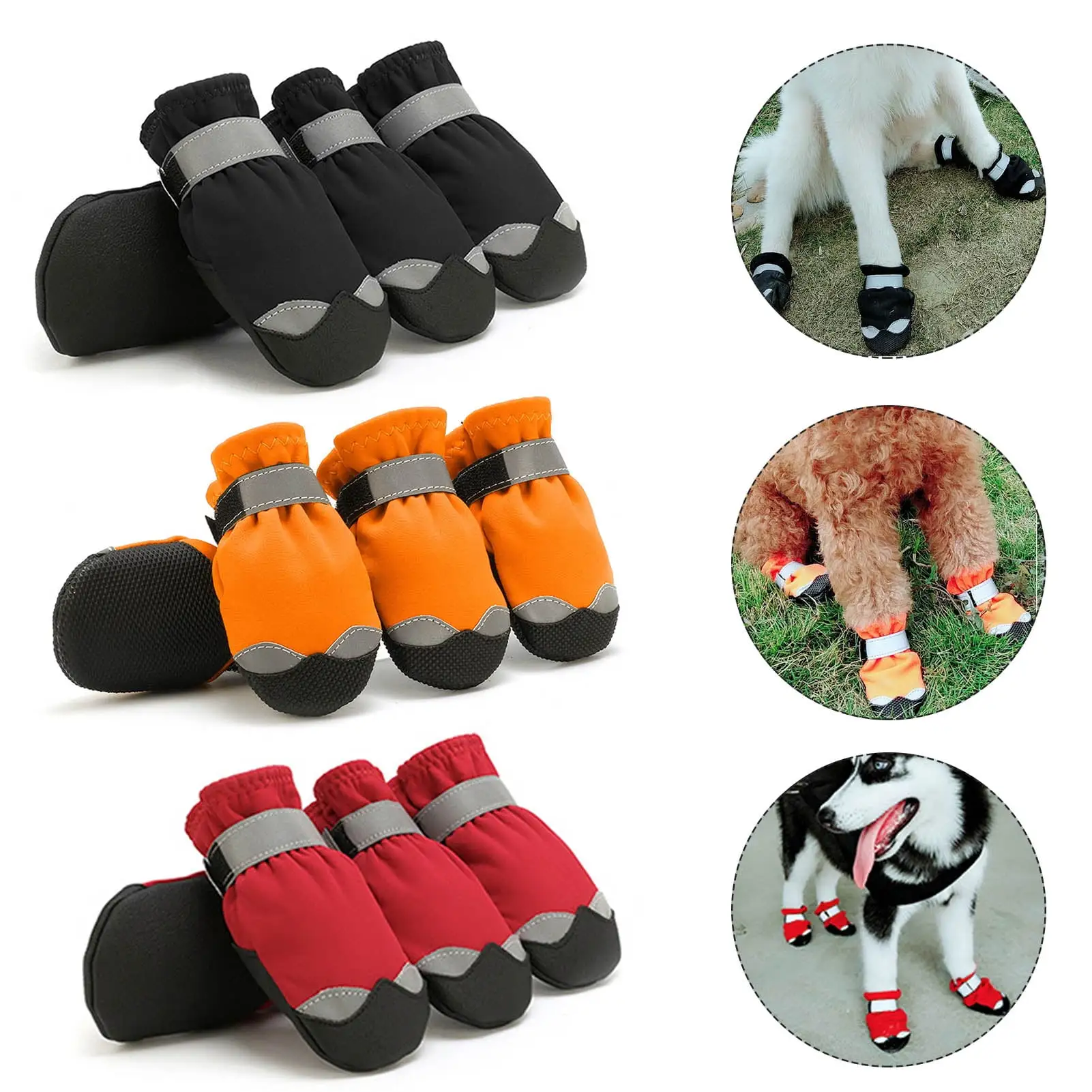 Walbest 4Pcs Dog Shoes for Winter. Dog Boots & Paw Protectors. Fleece Warm Snow Booties for Puppy with Reflective Strip Anti-Slip Rubber Sole for Small Medium Size Dogs