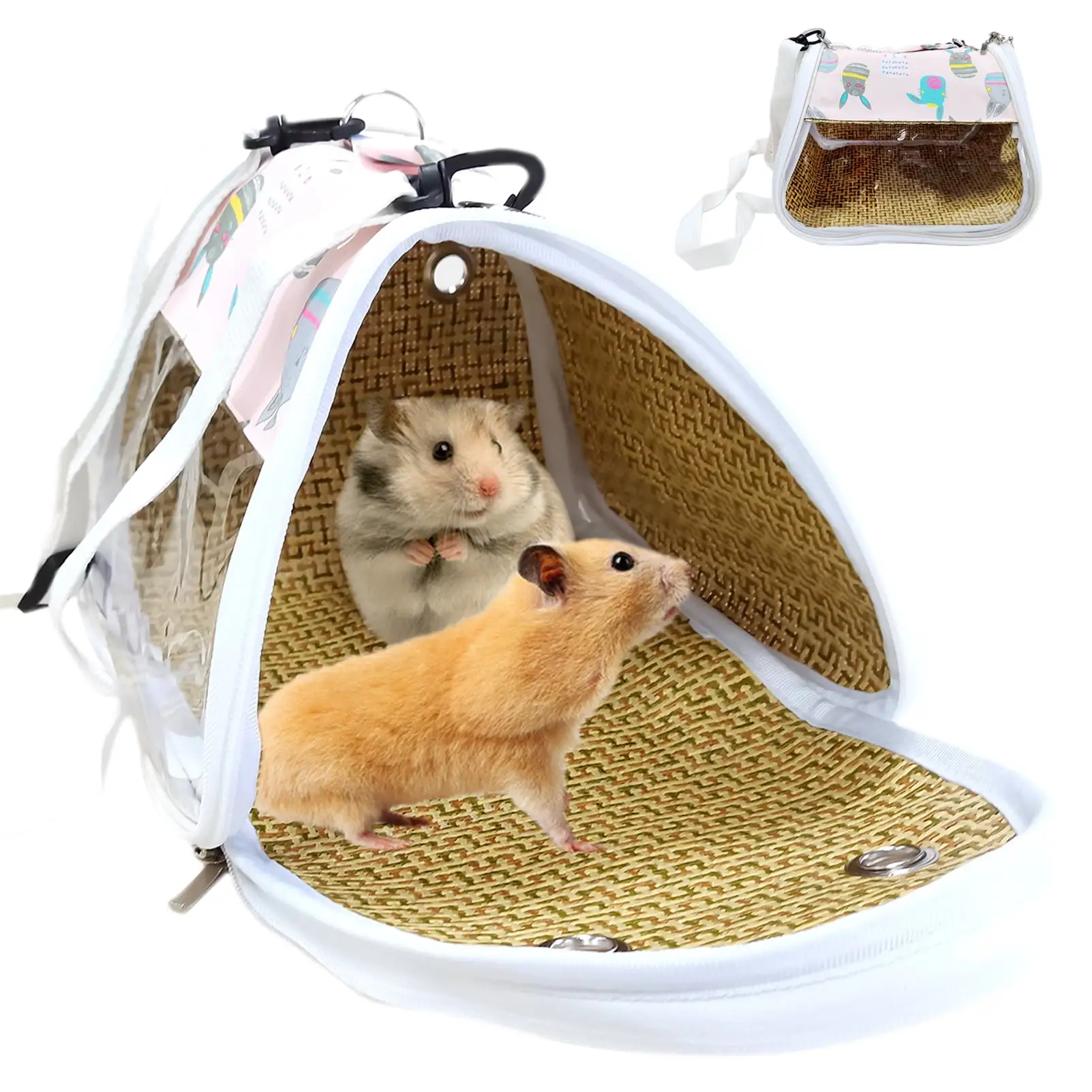 CHBORLESS Hamster Carrier Bag Portable Guinea Pig Carrier Breathable Pet Travel Bag (Pink.L)