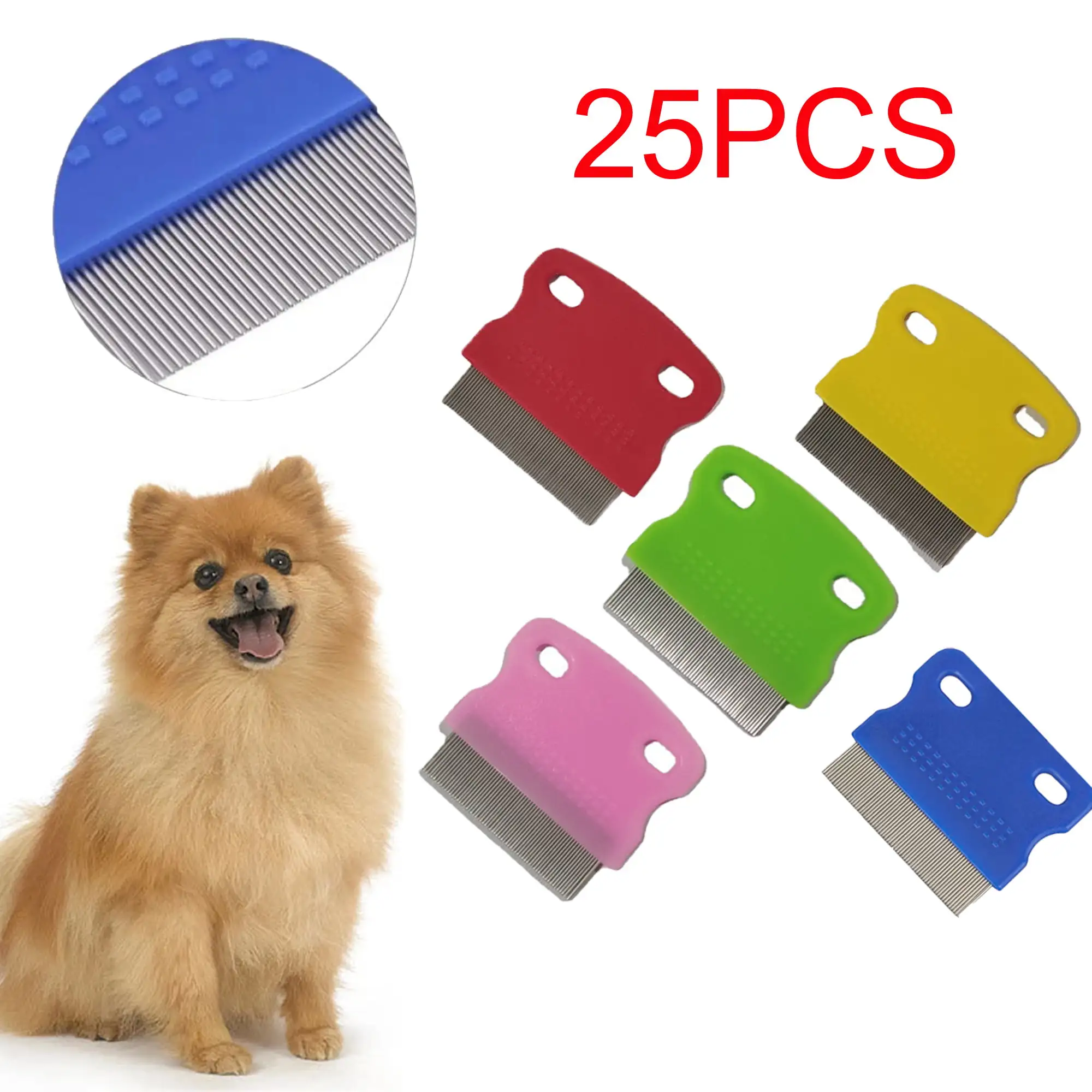 25PCS Flea Comb for Cat Dog. Pet Stainless Steel Hair Comb