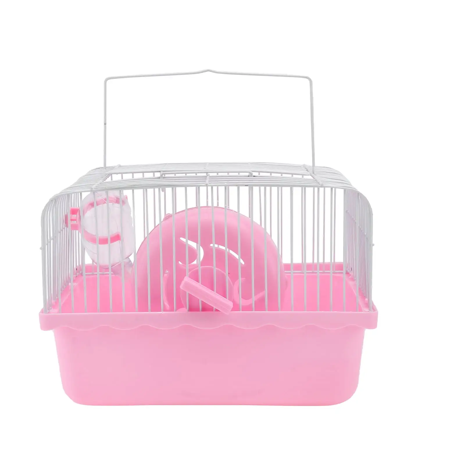 Hamster Cage Travel Carry Rat Cage Small Pets Supplies Hamster Toy Accessories (Pink)