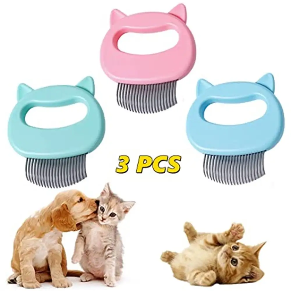 3Pieces Cat Combs Short And Long Hair Massage Combs Soft Hair Removal Brushes Grooming And Shedding Matte Hair Massage Removal Tools Dog Puppy Rabbit