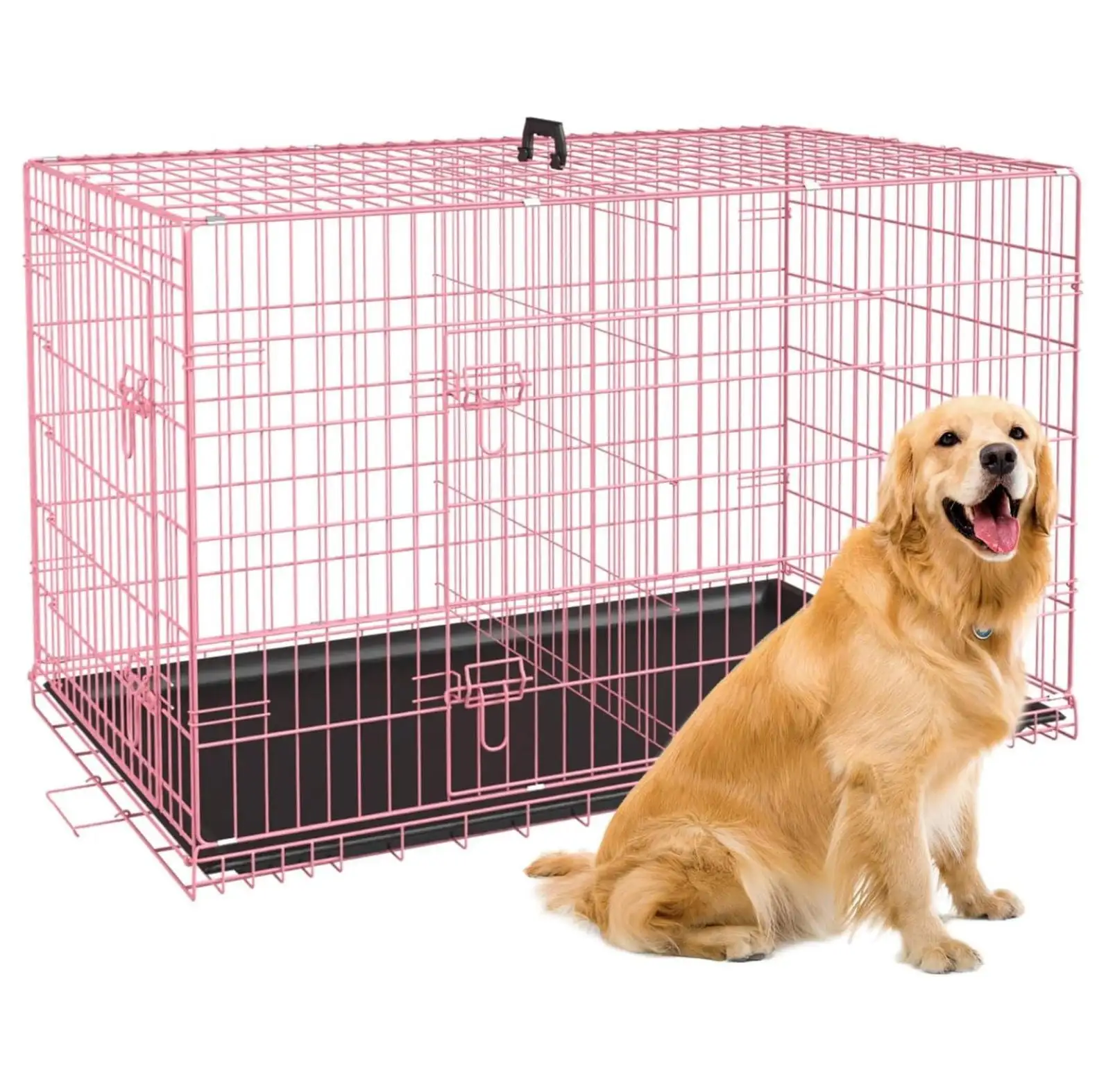 24.30.36.42. Inch Dog Crates for Large Dogs Folding Mental Wire Crates Dog Kennels Outdoor and Indoor Pet Dog Cage Crate with Double-Door.Divider Panel. Removable Tray (. 42)