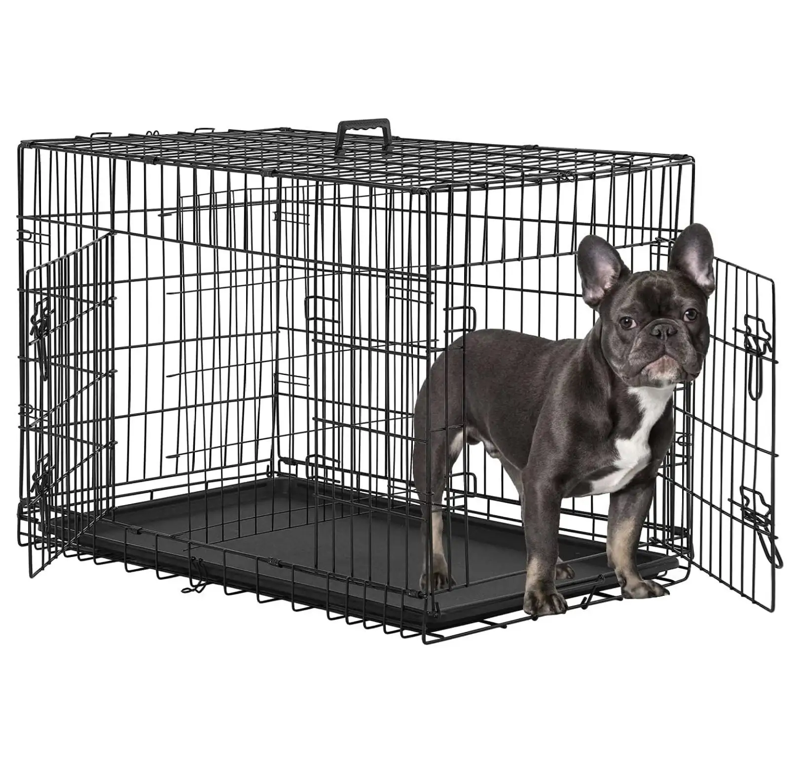 24.30.36.42. Inch Dog Crates for Large Dogs Folding Mental Wire Crates Dog Kennels Outdoor and Indoor Pet Dog Cage Crate with Double-Door.Divider Panel. Removable Tray (Black. 30)