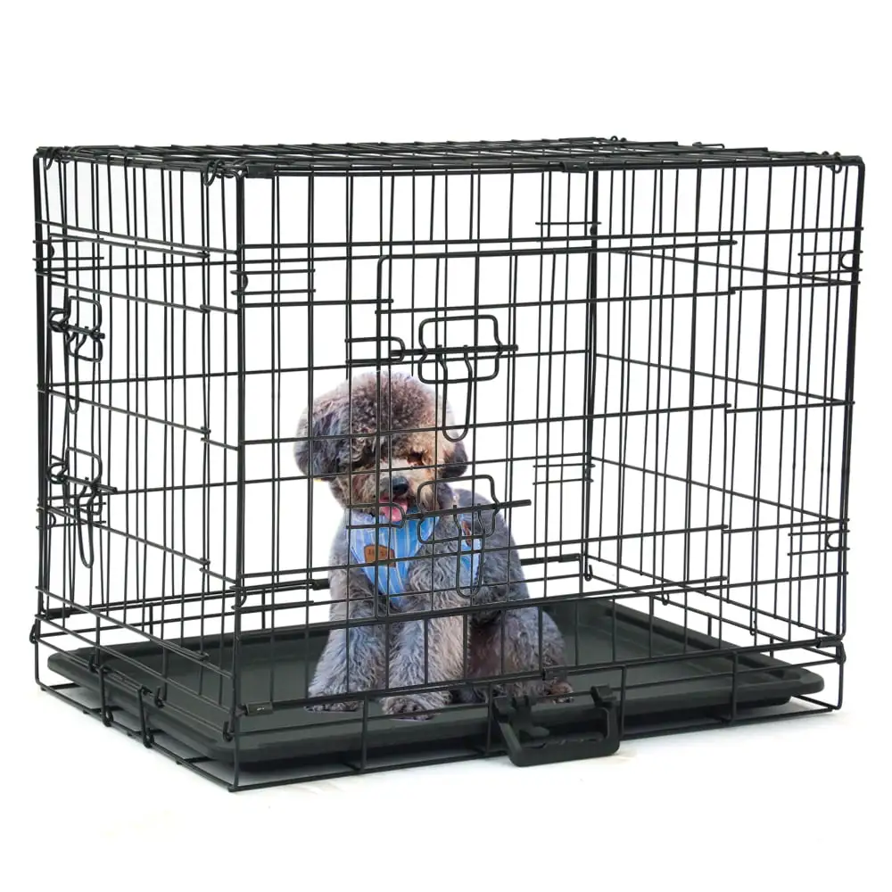 24 Dog Crate For Small Pet Kennel Cat Folding Steel Animal Playpen Wire Metal. Black