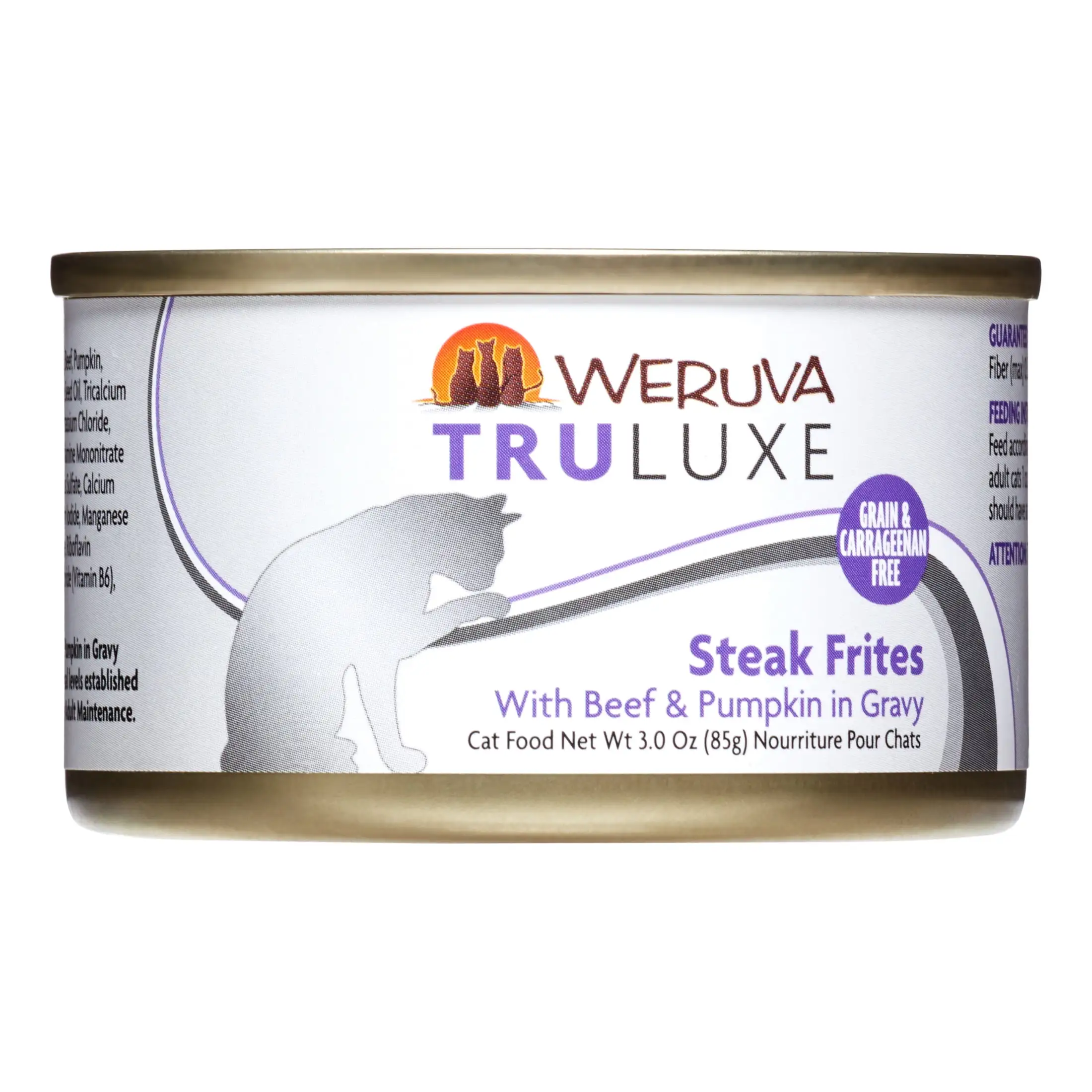 (24 Pack) Weruva TruLuxe Steak Frites with Beef & Pumpkin in Gravy Grain-Free Wet Cat Food. 3 oz. Cans