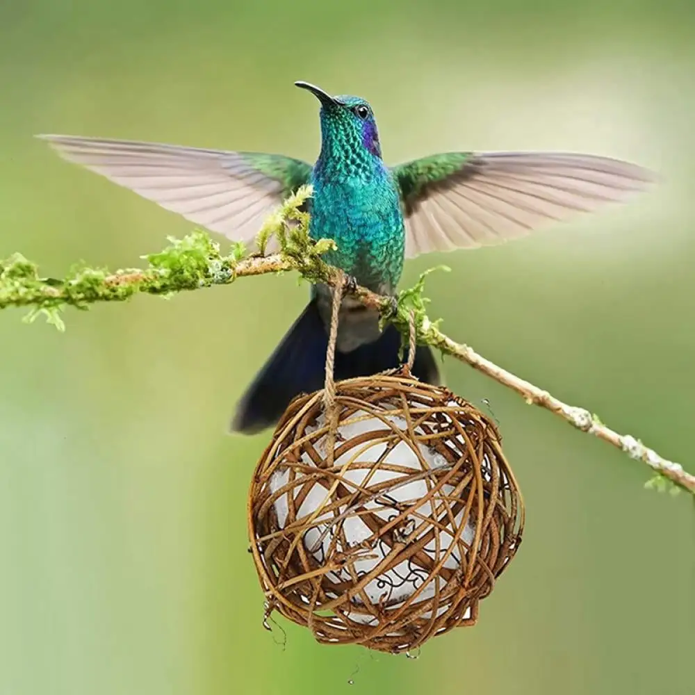 Set of 1 Hummingbird Nesters Bird Toys- Bird Nest Hanging Balls Stuffed with Cotton for Outdoor Hummingbird. Parrot Chewing and Playing