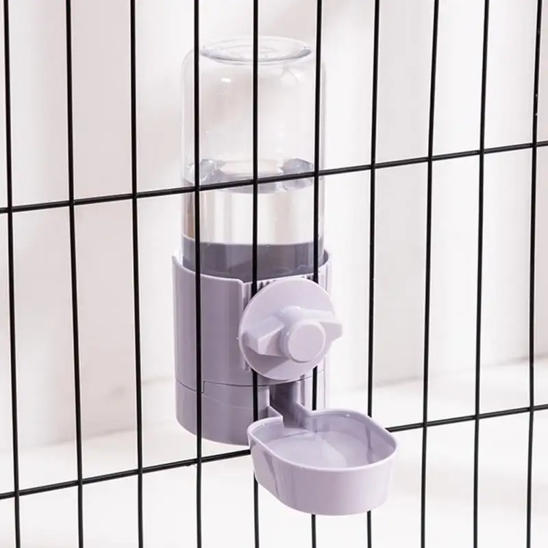 Rabbit Water Bottle No Drip 17 oz Hanging Water Fountain Automatic Dispenser Water Feeder for Bunny Chinchilla Guinea Pig Hedgehog Ferret (Gray)