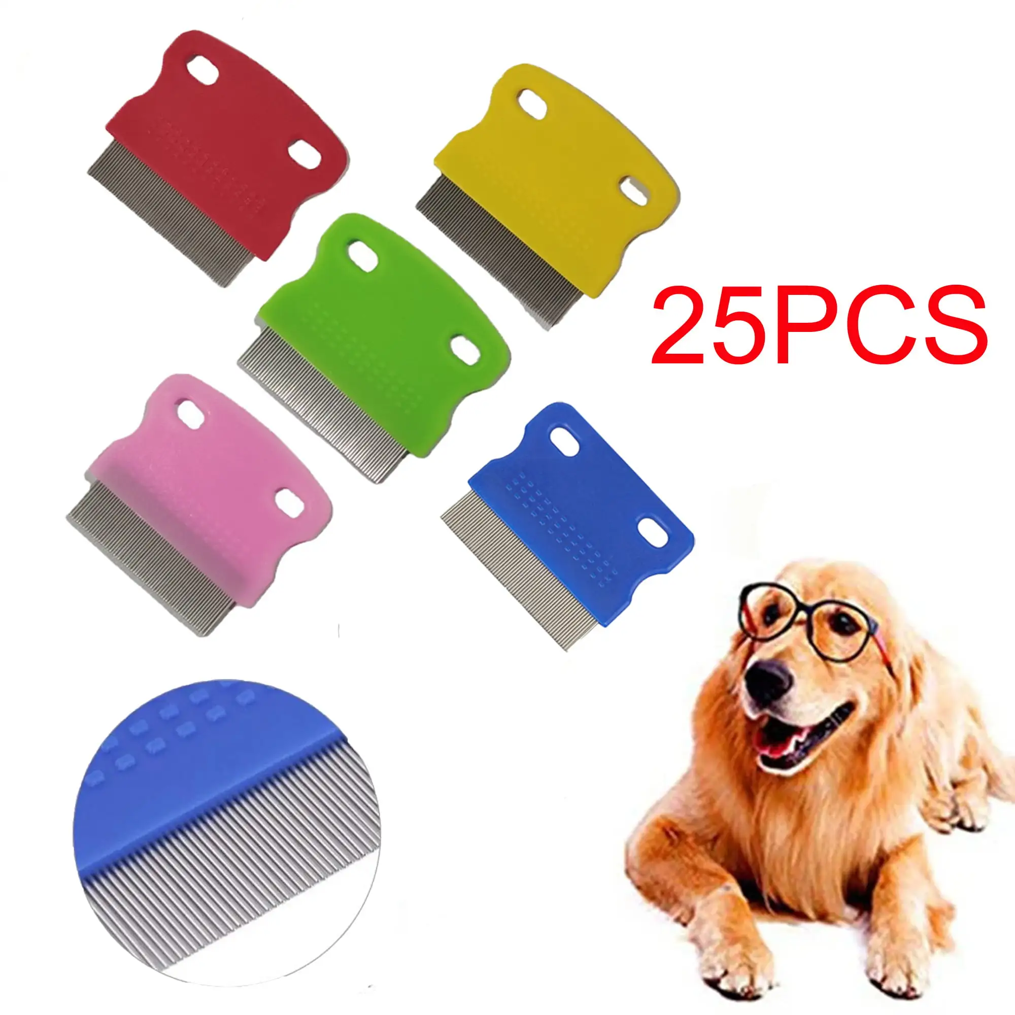 25pcs Pet Stainless Steel Brush Hair Comb. Remove Flea Hair Brush Hair Comb Pet Cat Dog Comb