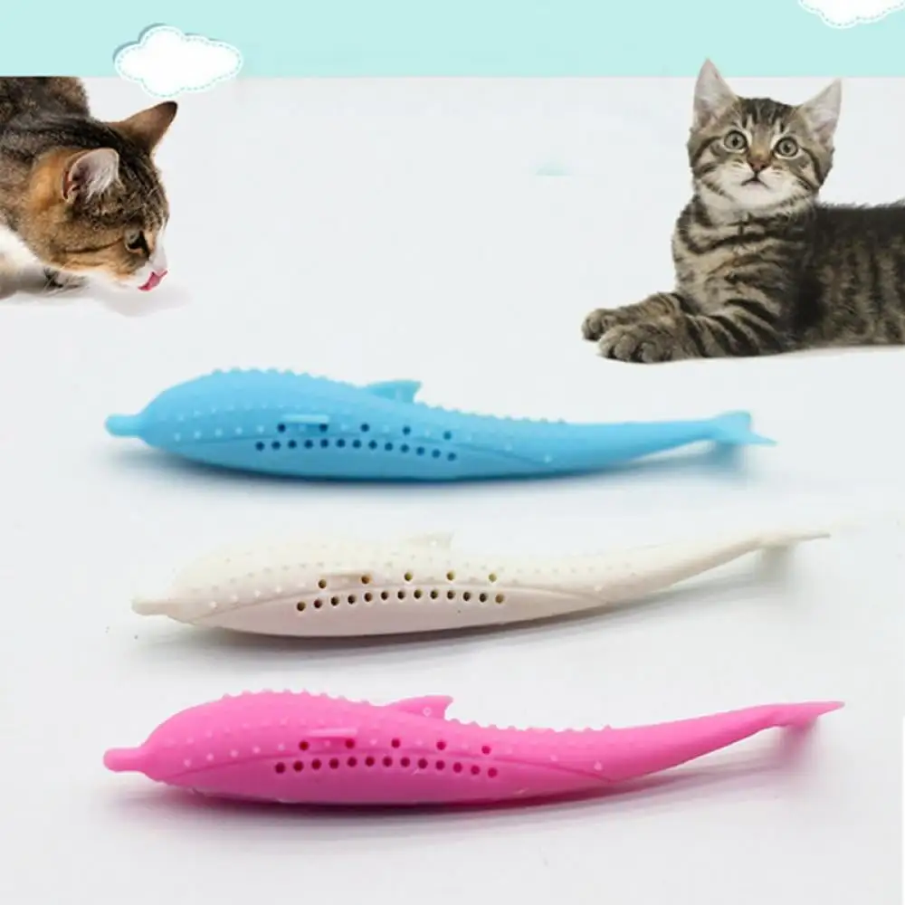 3 pcs Cat Toys Fish Shape Molar Stick Toy With Catnip Eco-Friendly Silicone Chewing Toy For Cats Teeth Cleaning Toothbrush Kitten Teething Toys Cat Chew Toy Cat Gifts