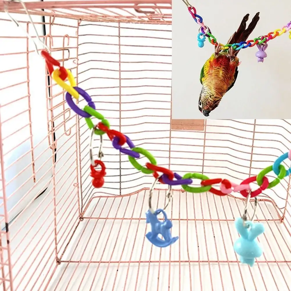 Colorful Bird Toy Parrot Swing Cage Toy Climbing Toy for Parakeet Cockatiel Budgie Lovebird 35cm