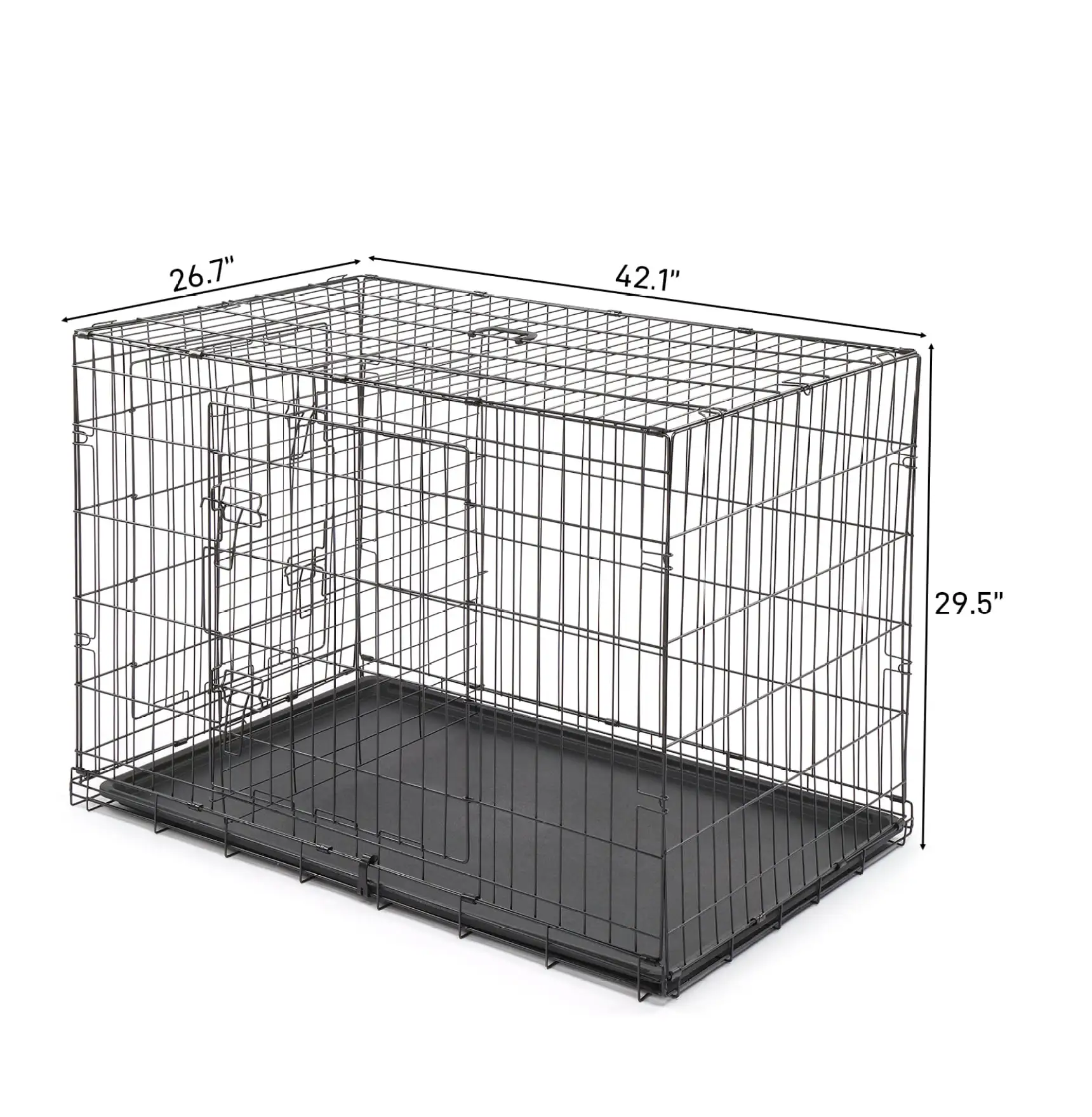 28303642 Dog Crate Kennel Folding Pet Cage 2 Door w/Tray Indoor Dog House