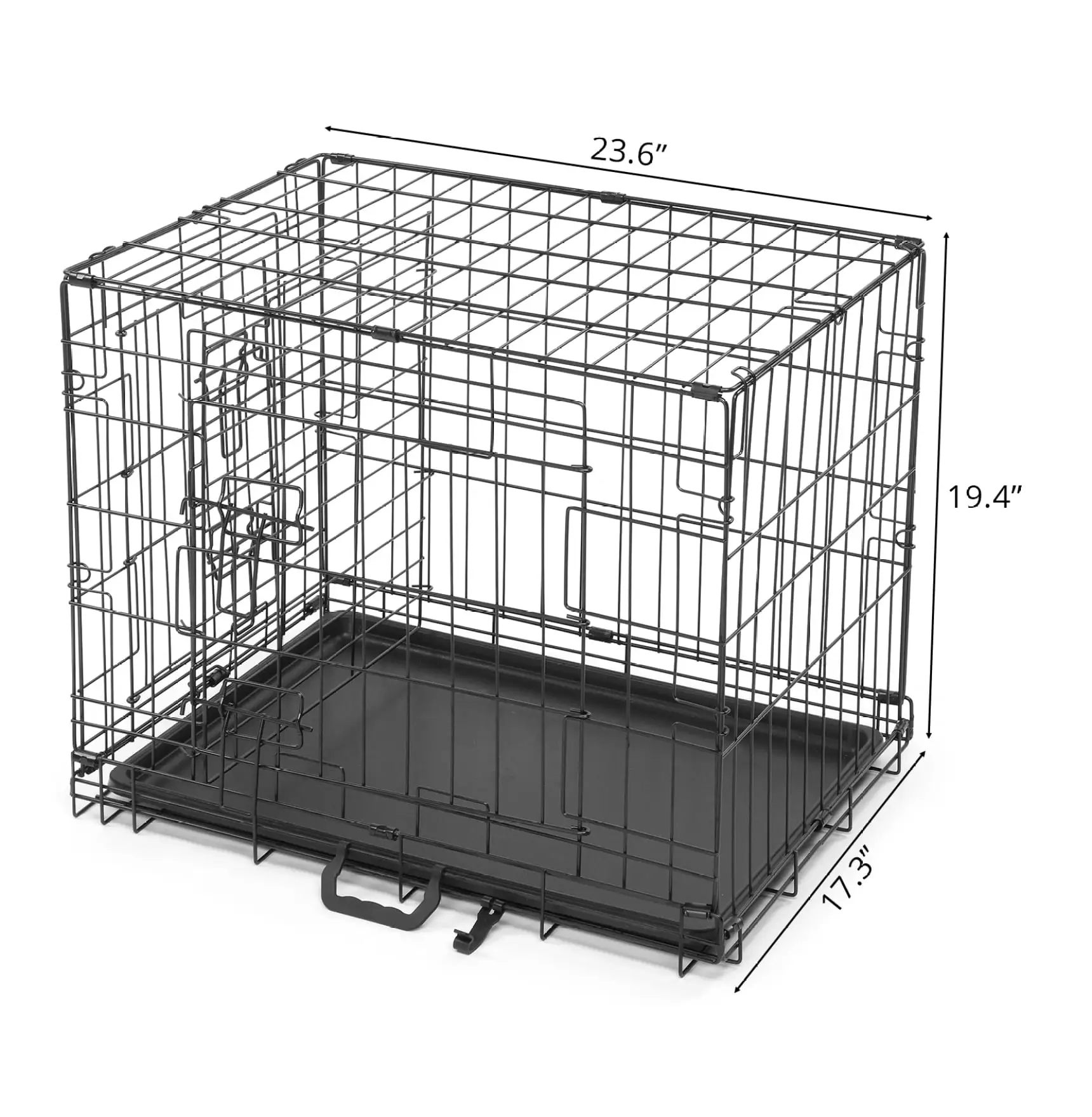 28303642 Dog Crate Kennel Folding Pet Cage 2 Door w/Tray Indoor Dog House