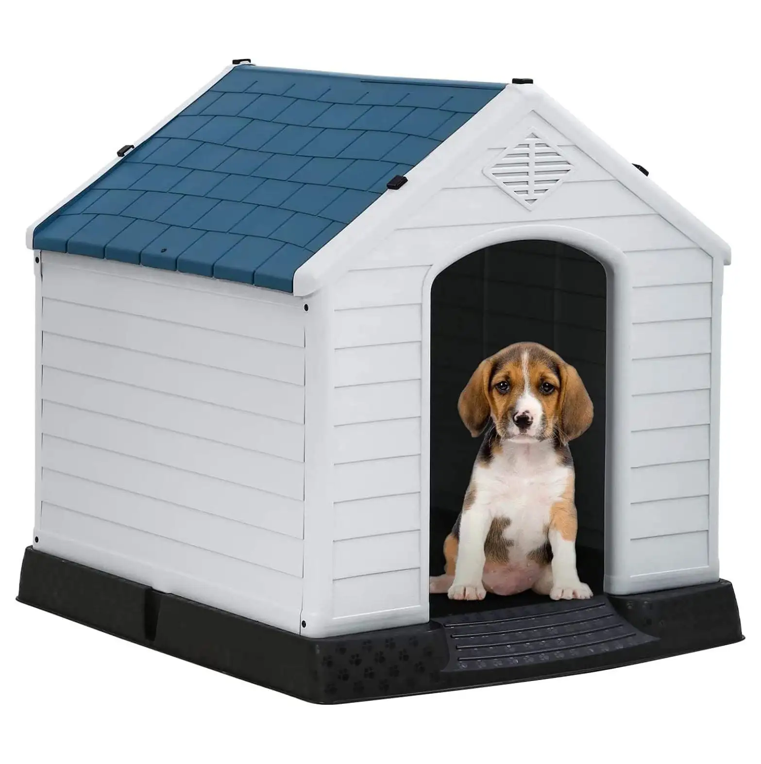 28Inch Large Dog House Insulated Kennel Durable Plastic Dog House for Small Medium Large Dogs Indoor Outdoor Weather & Water Resistant Pet Crate with and Elevated Floor.Blue