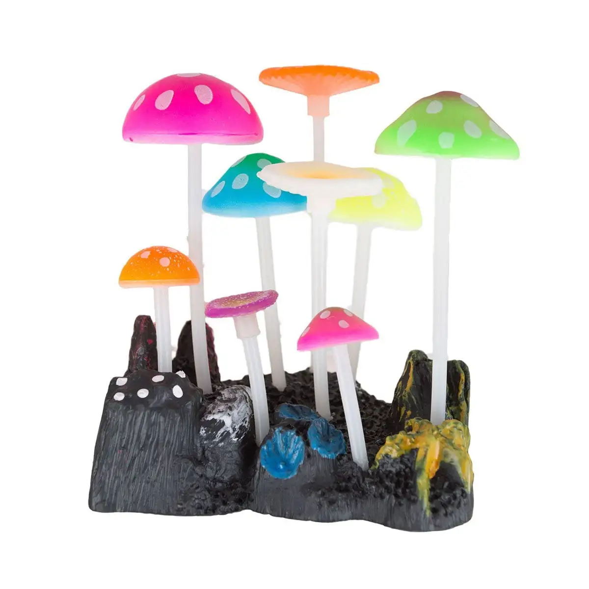 Aquarium Decorations Glowing Effect Artificial Mushroom for Fish Tank Decoration Plastic Aquarium Ornament