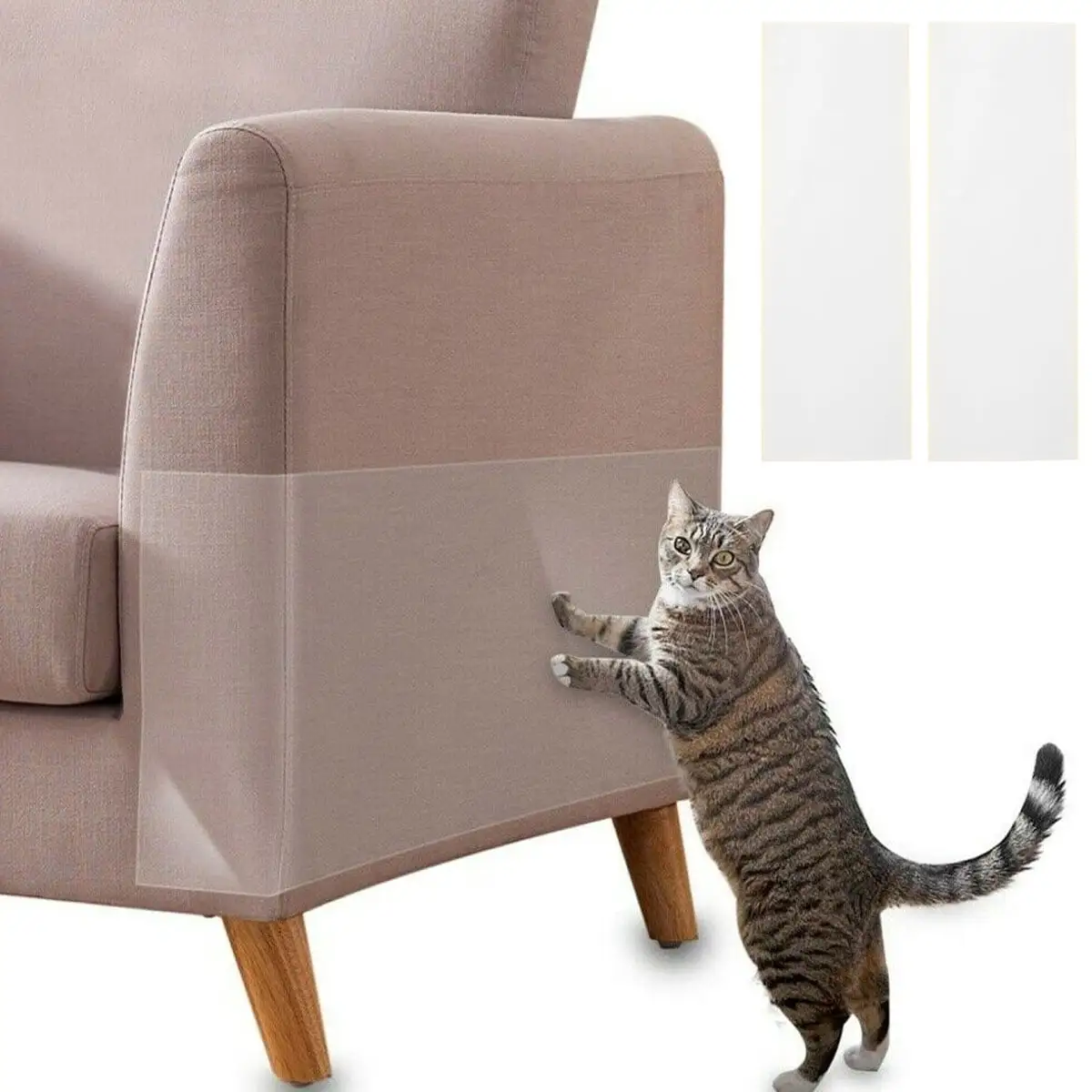 2Pcs Anti Cat Scratch Furniture Protector Self-Adhesive Cat Scratch Deterrent Tape Thick Flexible Cat Scratching Pad for Door Mattress Sofa Carpet Car Seat