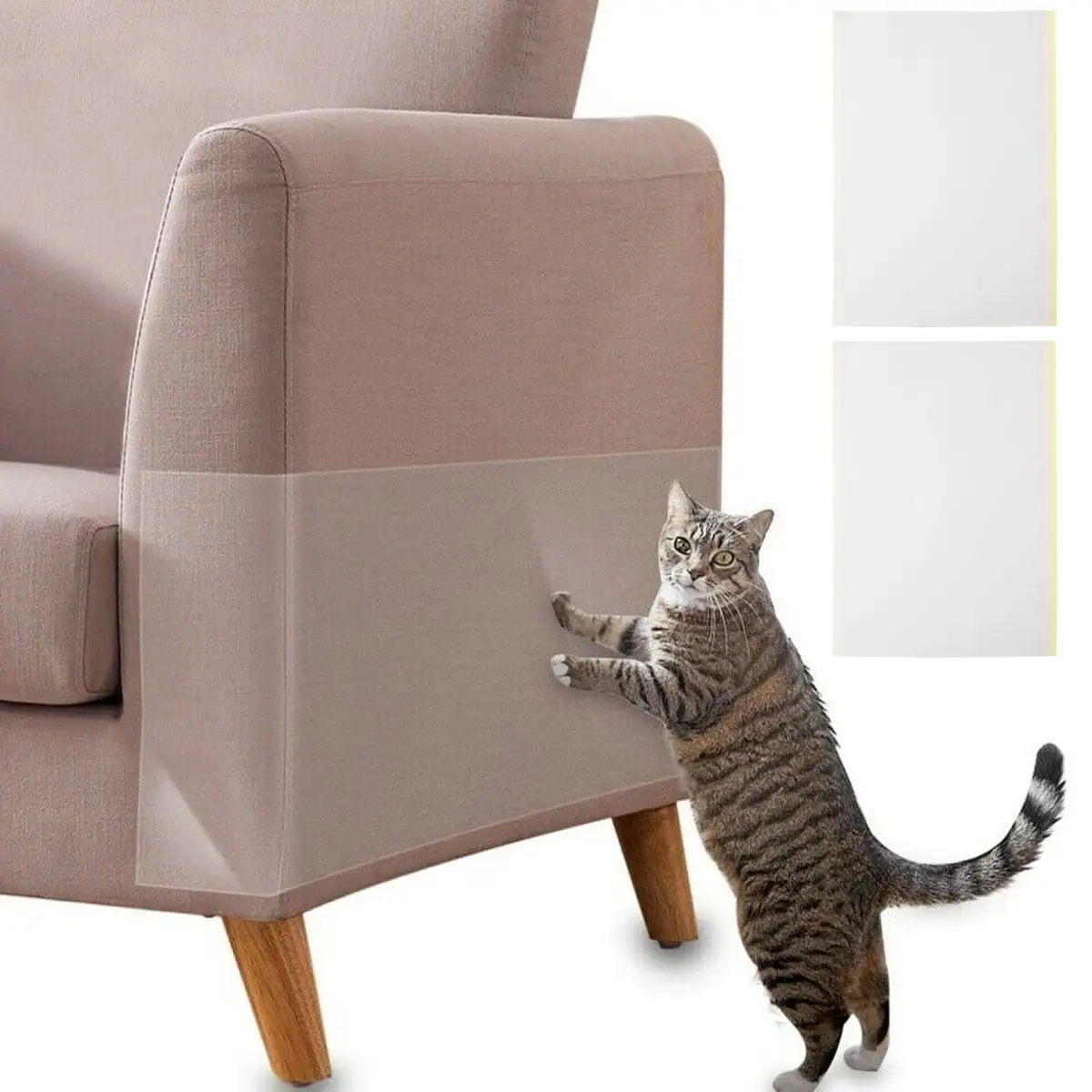 2Pcs Anti Cat Scratch Furniture Protector Self-Adhesive Cat Scratch Deterrent Tape Thick Flexible Cat Scratching Pad for Door Mattress Sofa Carpet Car Seat