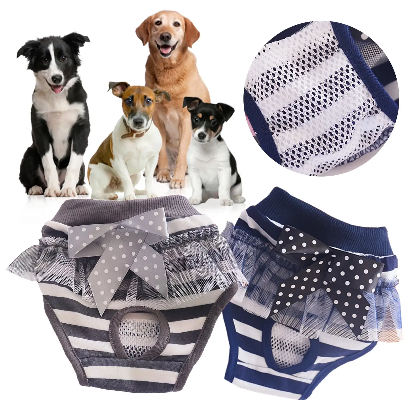 Walbest Small Dogs Reusable Washable Dog Diapers Female Cat Puppy Dog Soft Cotton Period Panties