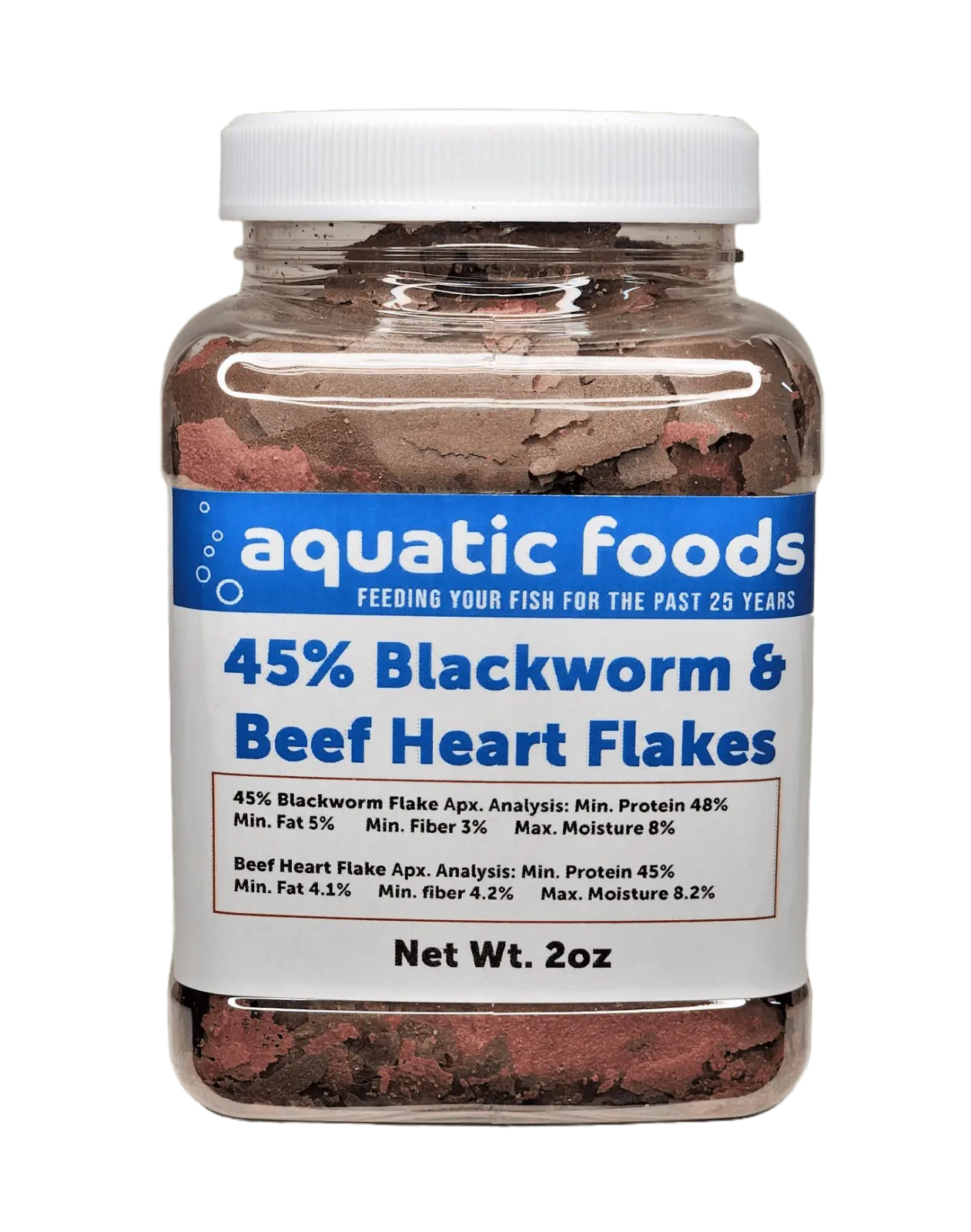 45% Blackworm Flake & Beef Heart Flake Mix for Discus. Cichlids. All Tropical Fish. Aquatic Foods Premiun Flakesa?|2oz Small Jar