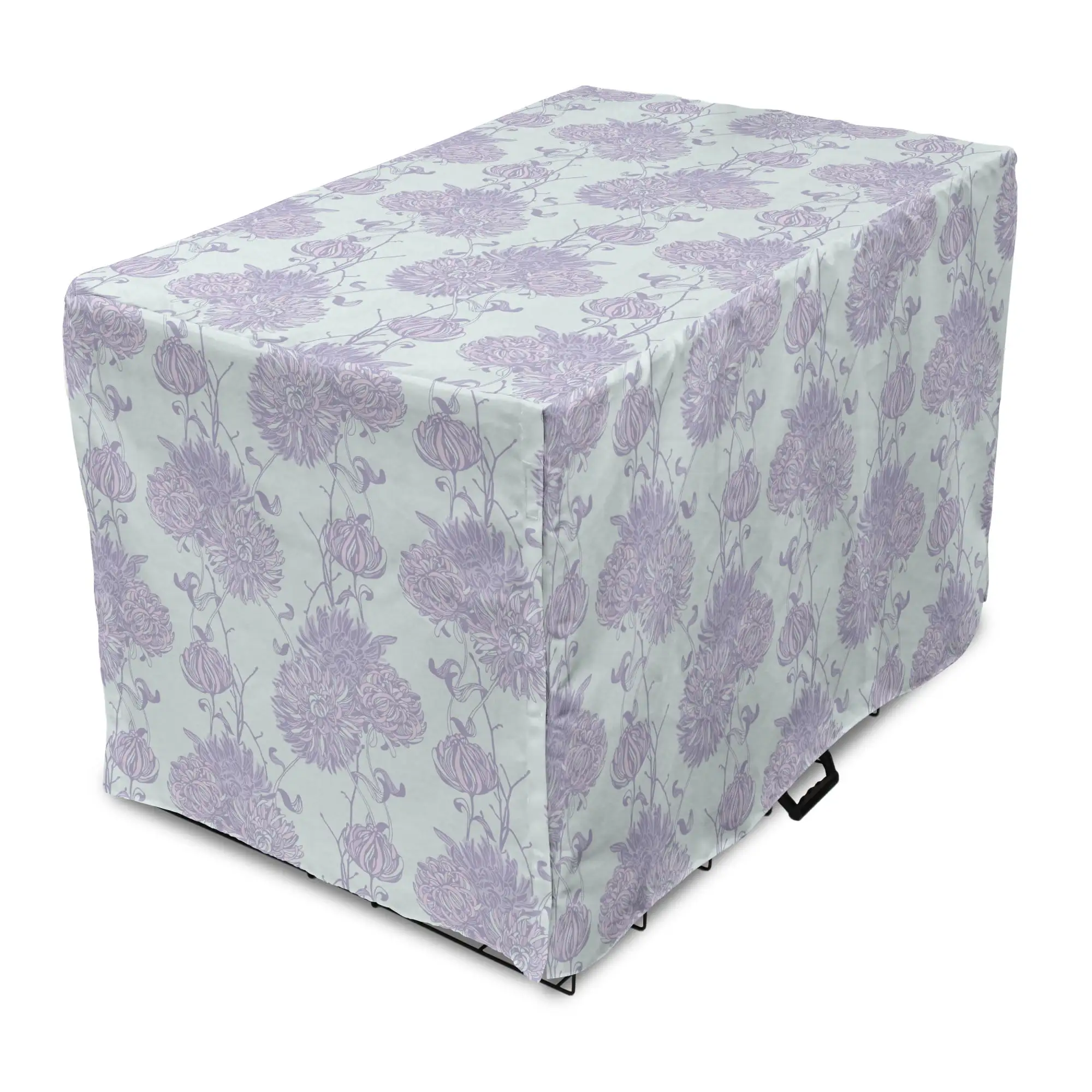 Floral Dog Crate Cover. Victorian Style Delicate Flowers Pattern in Pastel Tones. Easy to Use Pet Kennel Cover Small Dogs Puppies Kittens. 7 Sizes. Cadet Blue Mauve. by Ambesonne