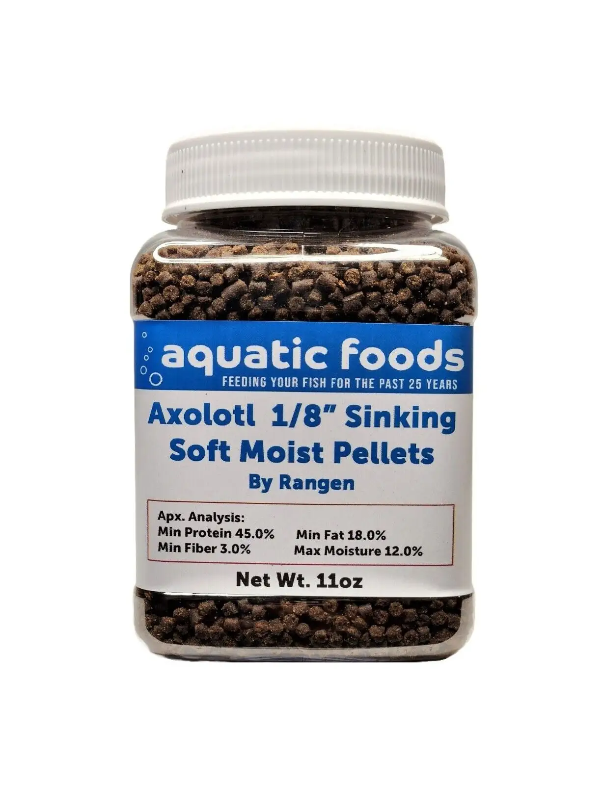 Axolotl Food 1/8 Soft Moist Sinking Rangen Salmon Pellets for Juvenile Axolotl also Shrimp. Snails. Crabs. Crayfish. Bottom Tropical Fish..11oz Small Jar