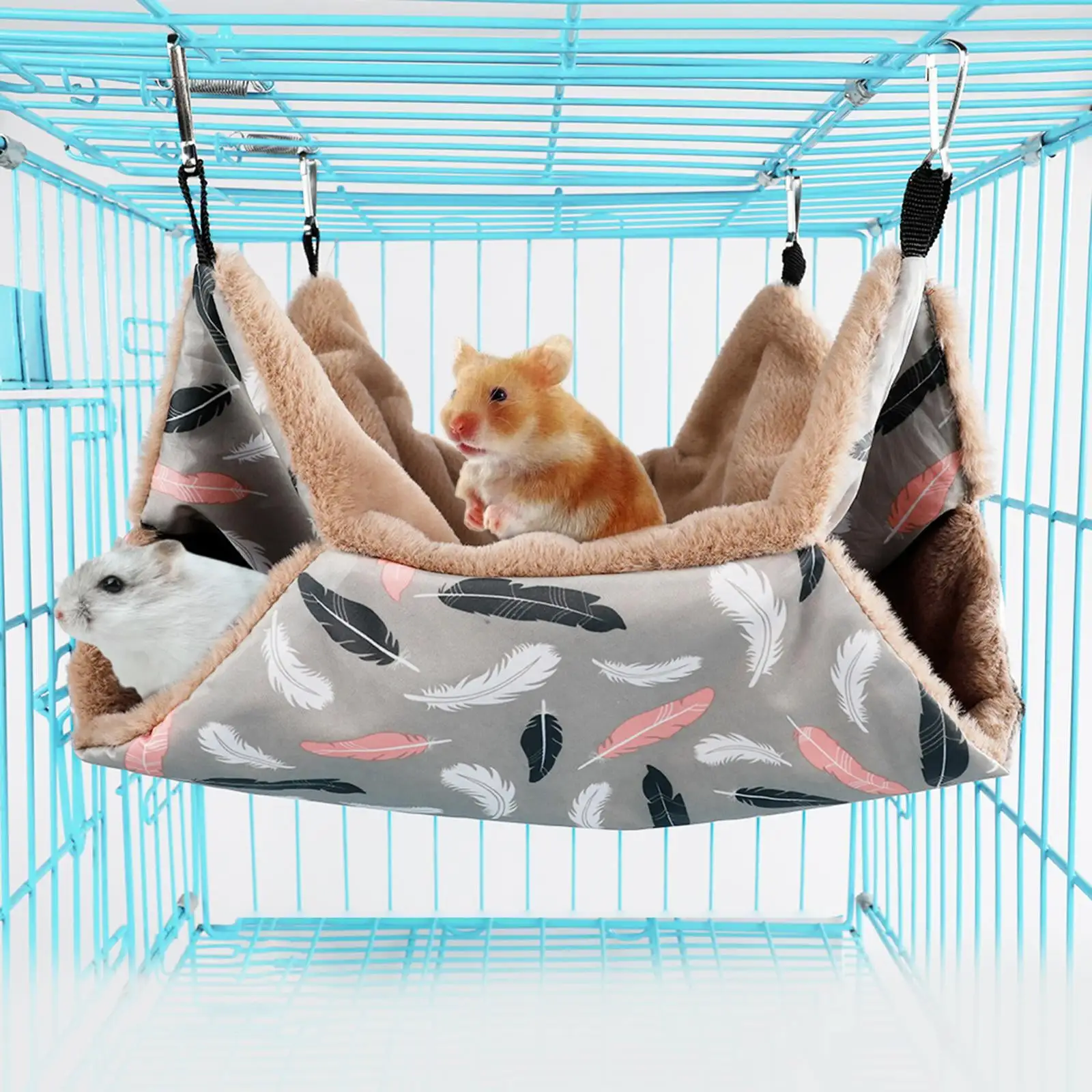 Hamster Hammock. Small Pet Cage Hammock. Warm Hammock Toy Parrot Ferret Squirrel Hamster Rat Playing Sleeping . brown. 20x20cm