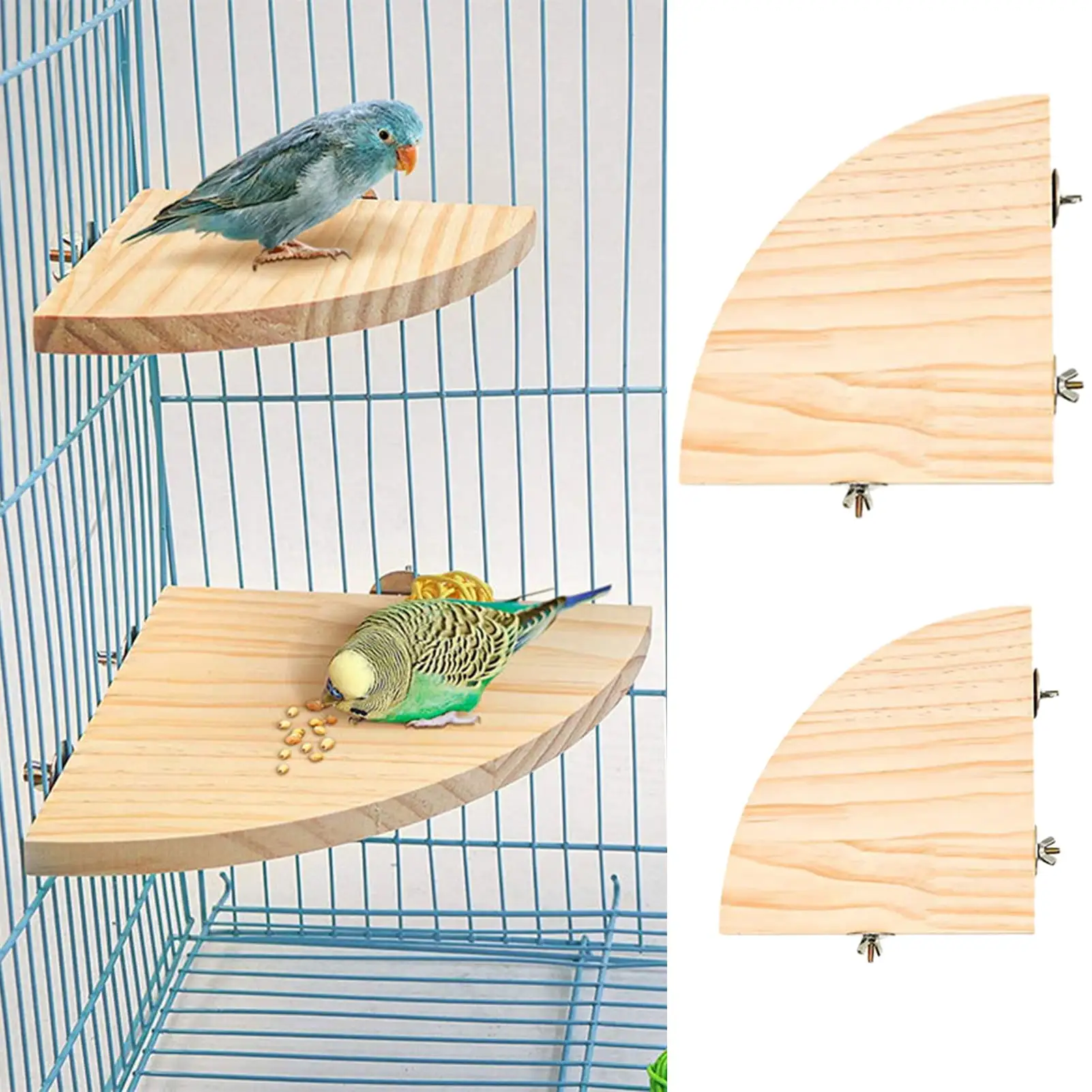 XINHUADSH Parrot Stand Multifunctional Smooth Edge Wood Stable Fan-Shaped Springboard for Hamster