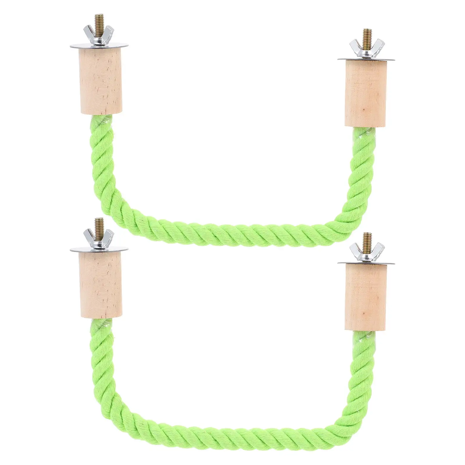 2pcs Cotton Rope Pet Bird Perch Rods Bird Parrot Playthings Parrot Stand Bars (Green)