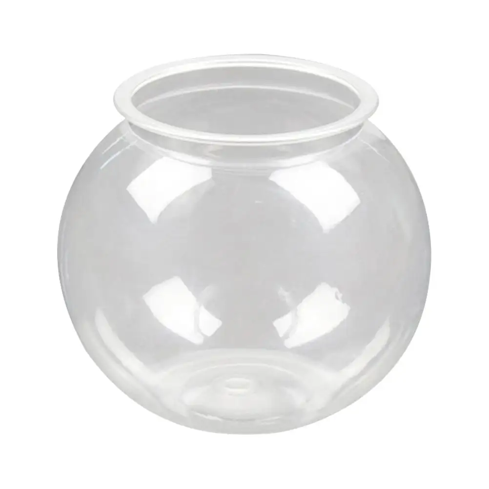 2pcs Mini Fish Tank Desktop Round Plastic PET Transparent Turtle Pet Container Water Plant Vase