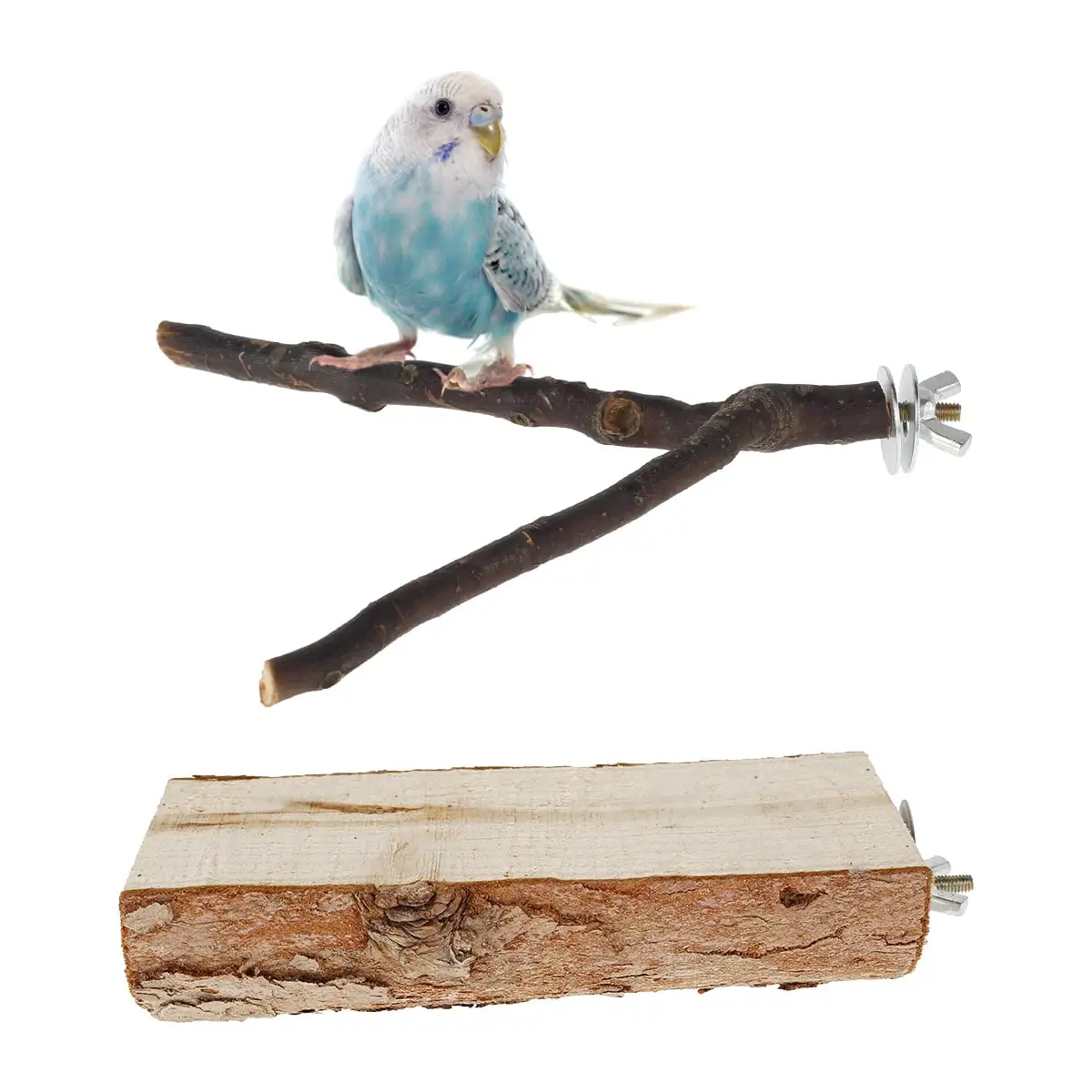 2pcs Natural Wood Bird Standing Stick Parrot Perches Stand Platform Birdcage Accessories