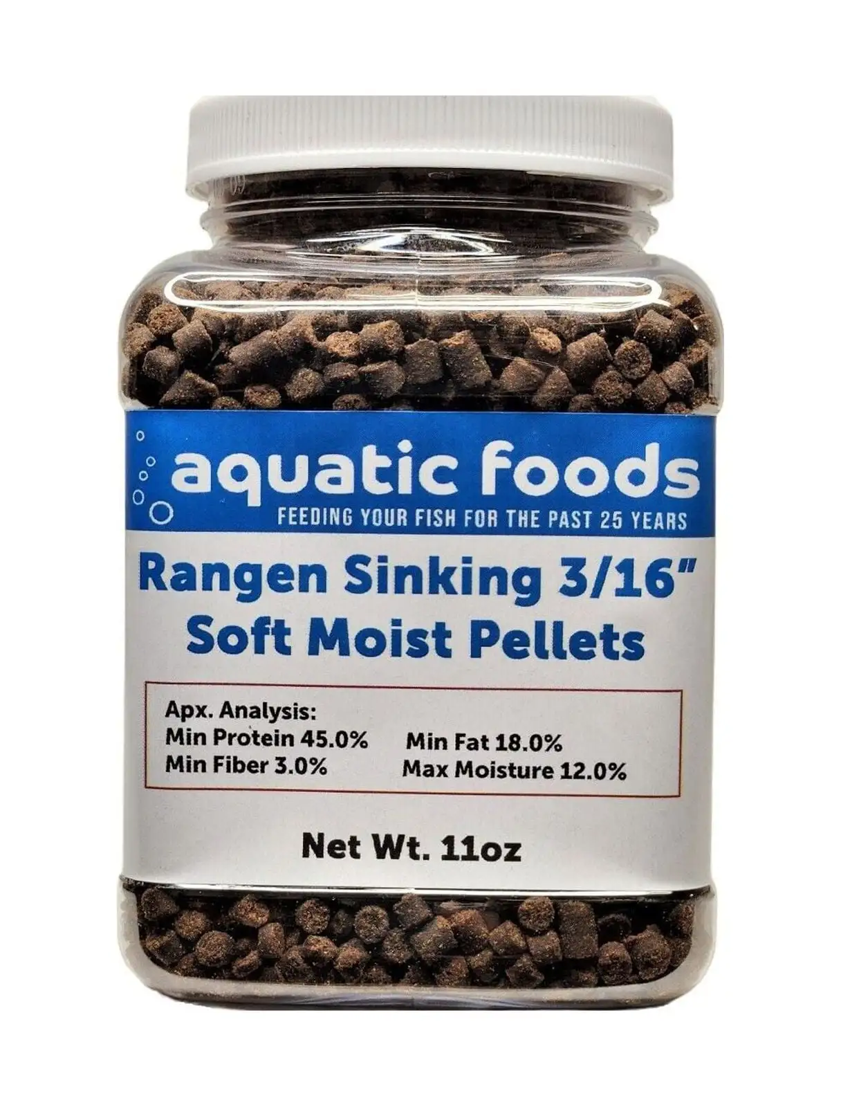 3/16 Soft Moist Sinking Rangen Salmon Pellets for Adult Axolotls. Shrimp. Snails. Crabs. Small Amphibians. Bottom Tropical Fish ..11oz Small Jar