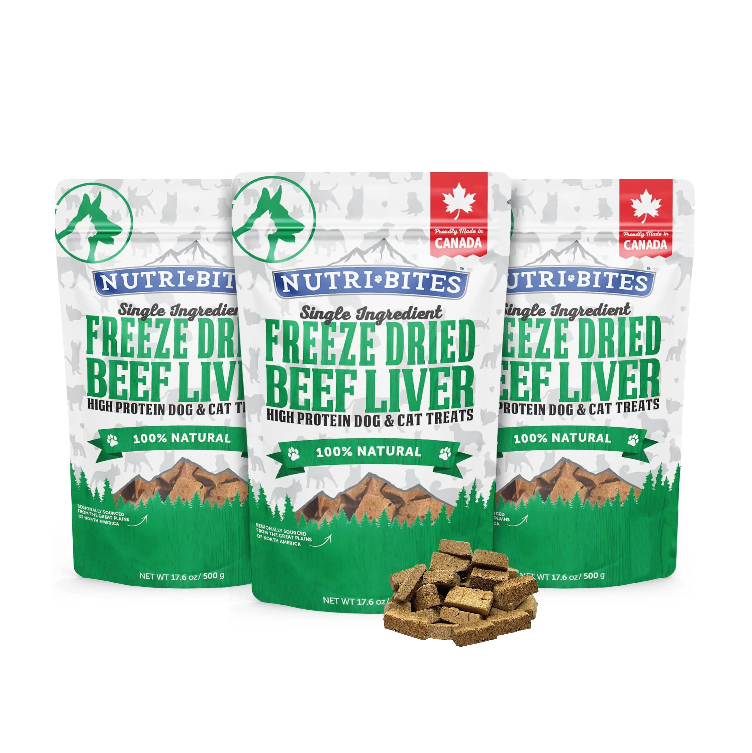 3 Pack | Canature NutriBites Freeze Dried Beef Liver Dog and Cat Pet Treat 17.6oz